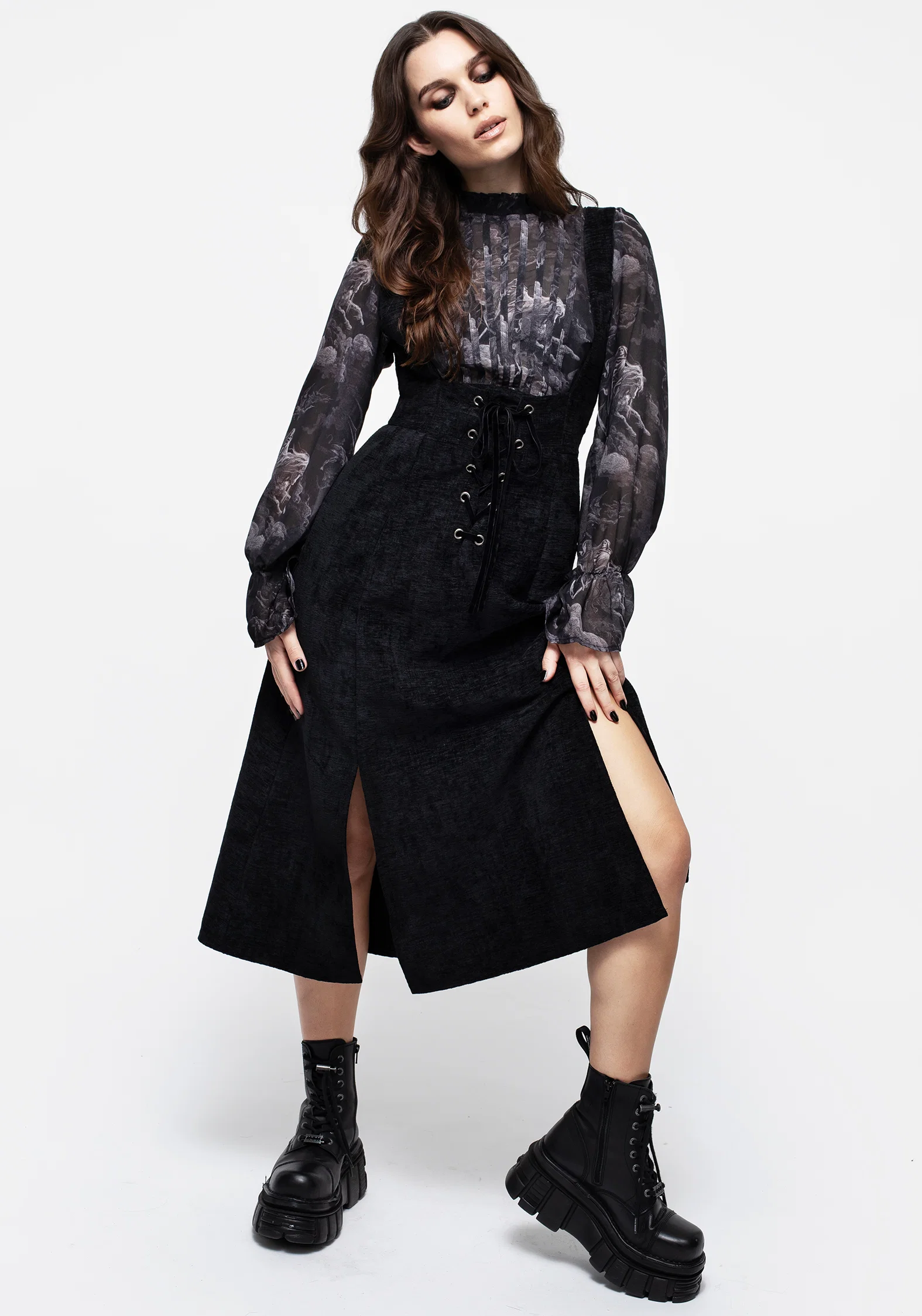 Valar Lace Up Midi Pinafore Dress - Image 5