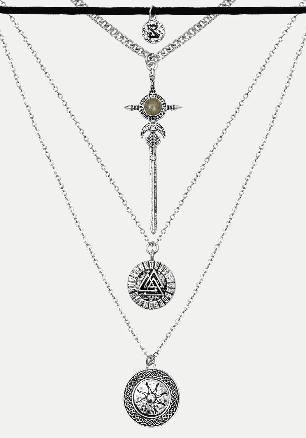 Valkyrie 4 Layered Rune Choker Necklace - Image 6