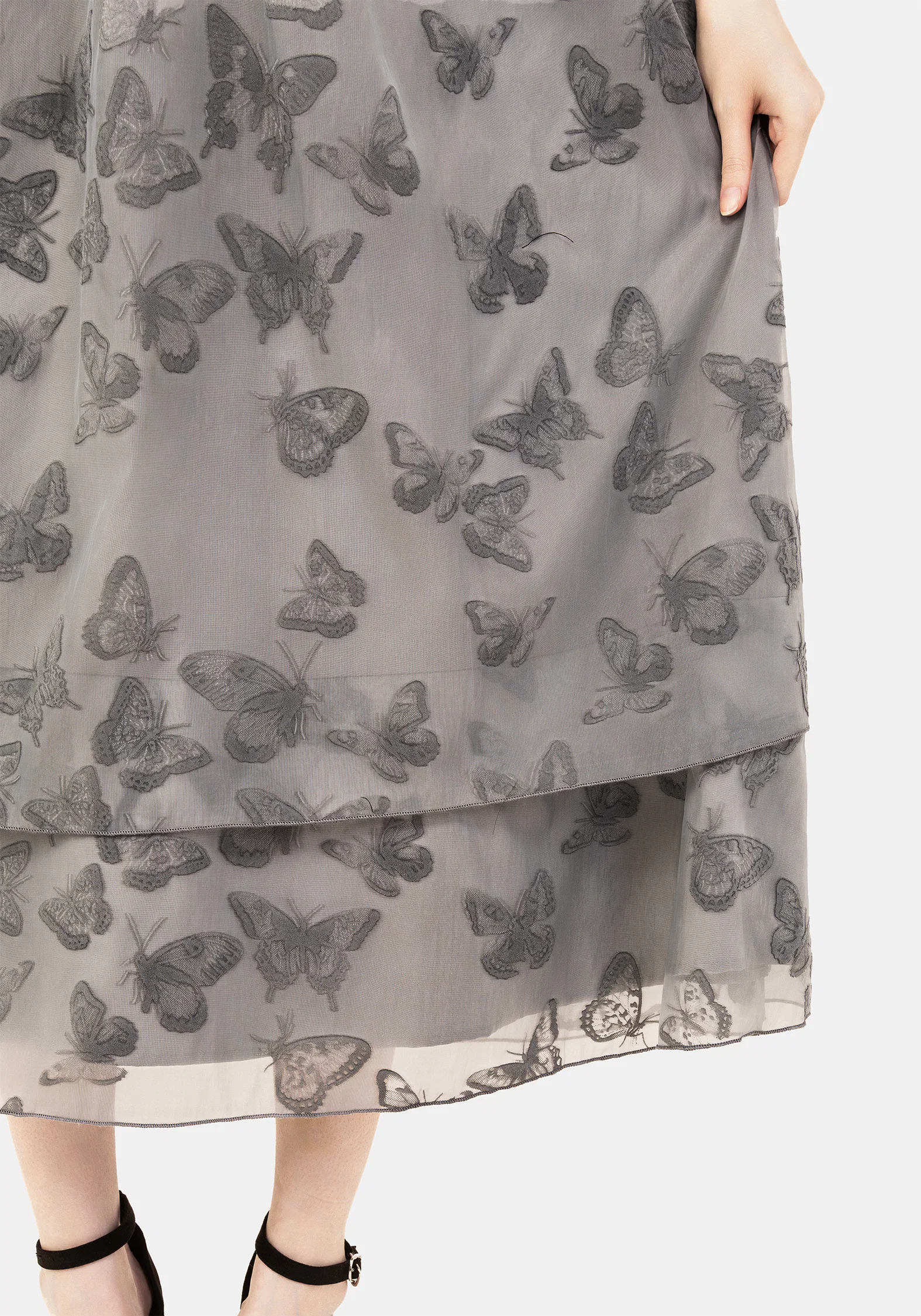 Vanessa Butterfly Print Organza Puff Sleeve Midaxi Dress - Image 7