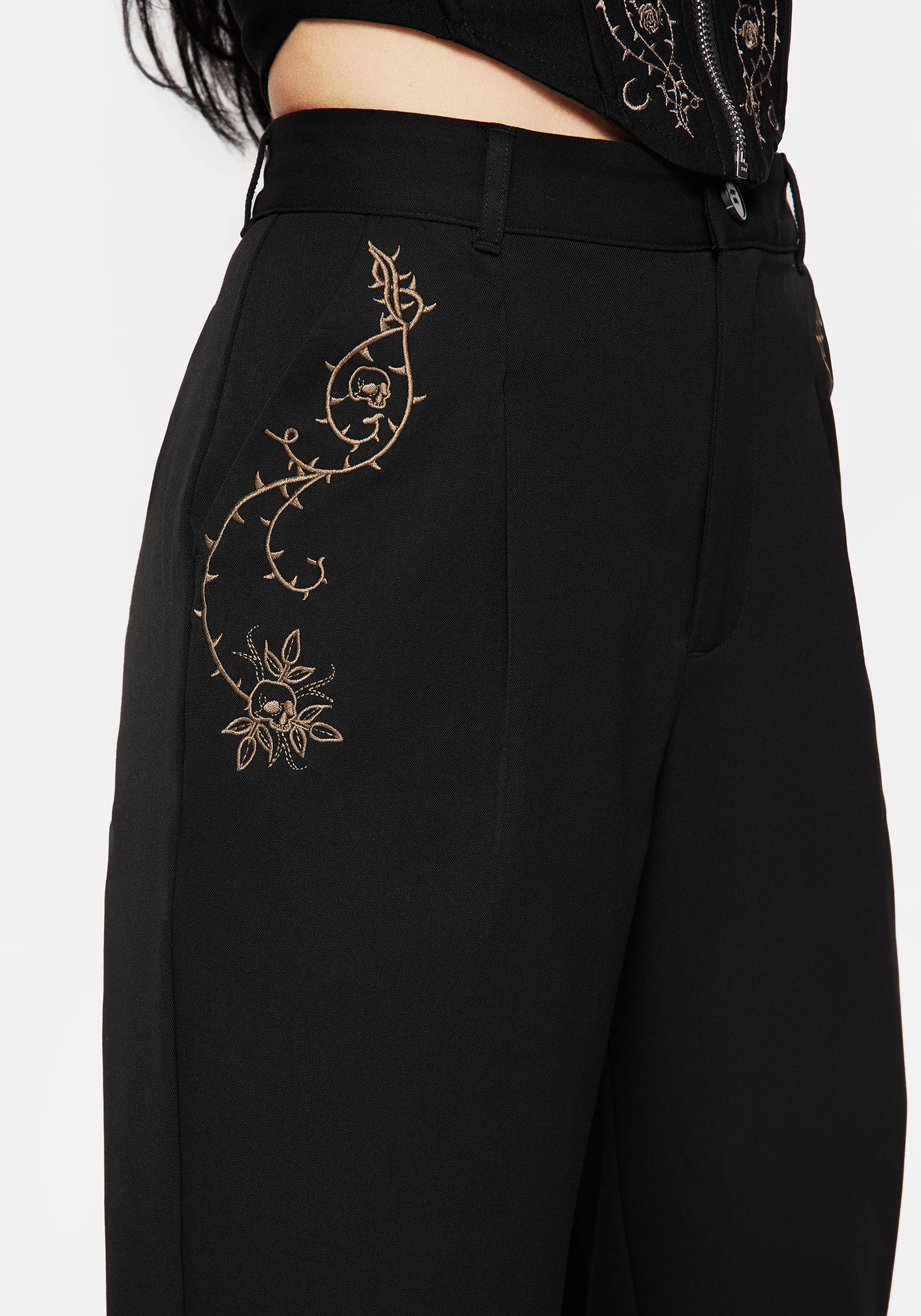 Vanitas Thorn Embroidered Tapered Trousers - Image 2