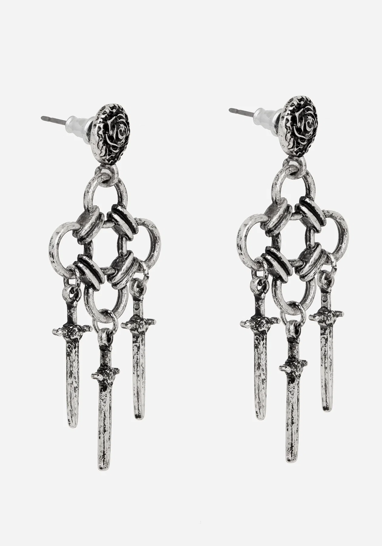Vanthrax Chainmail Sword Drop Earrings - Image 3