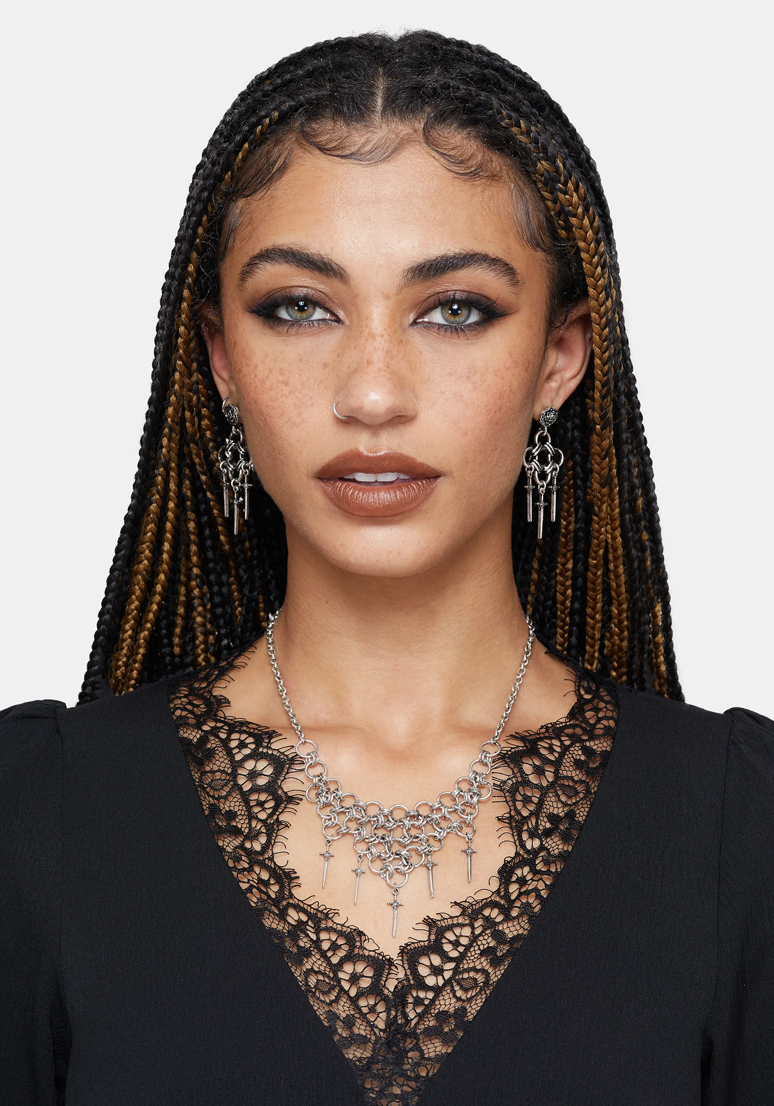 Vanthrax Chainmail Sword Drop Earrings - Image 5