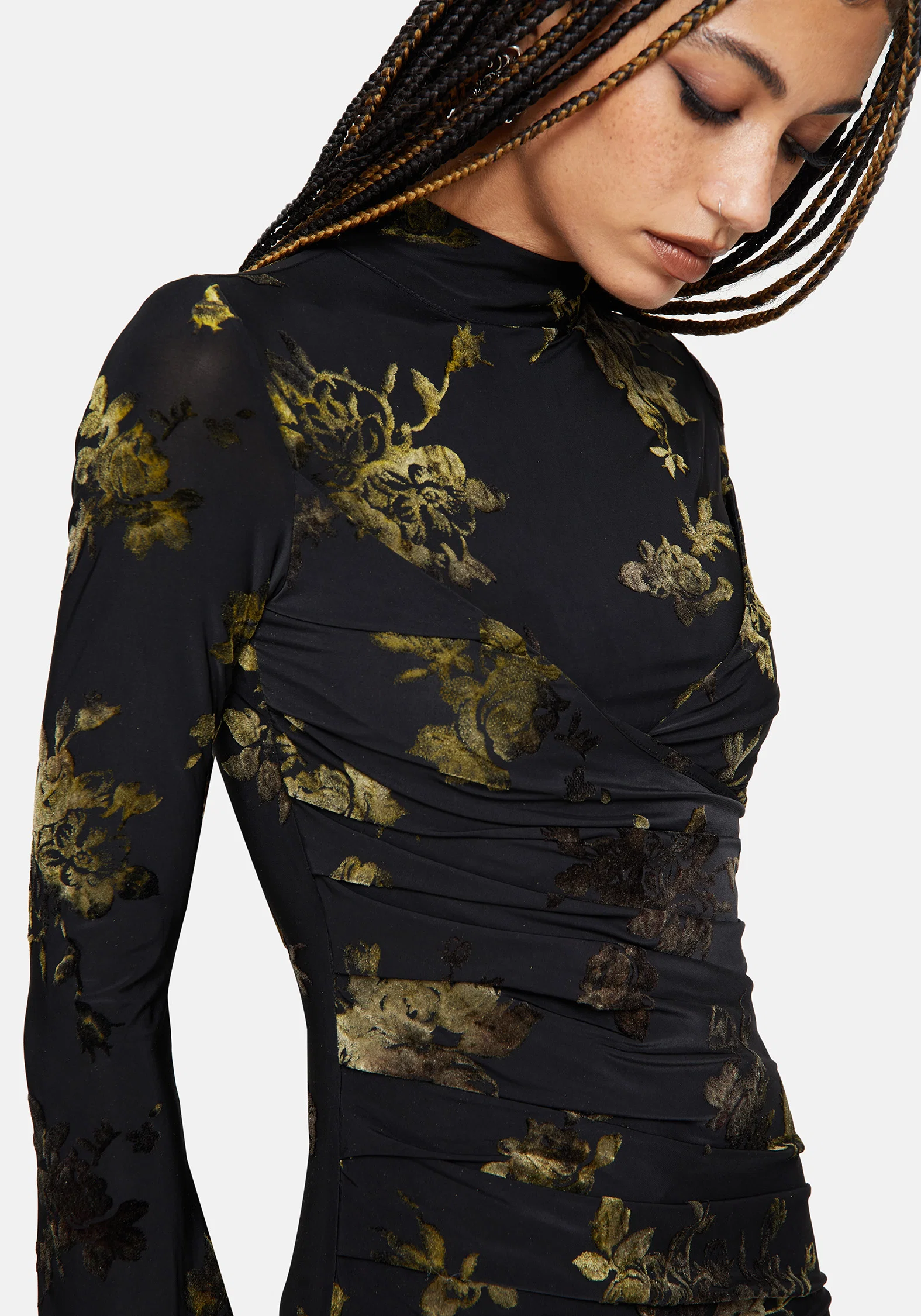 Velda Floral Flocked Mesh Maxi Dress - Image 2