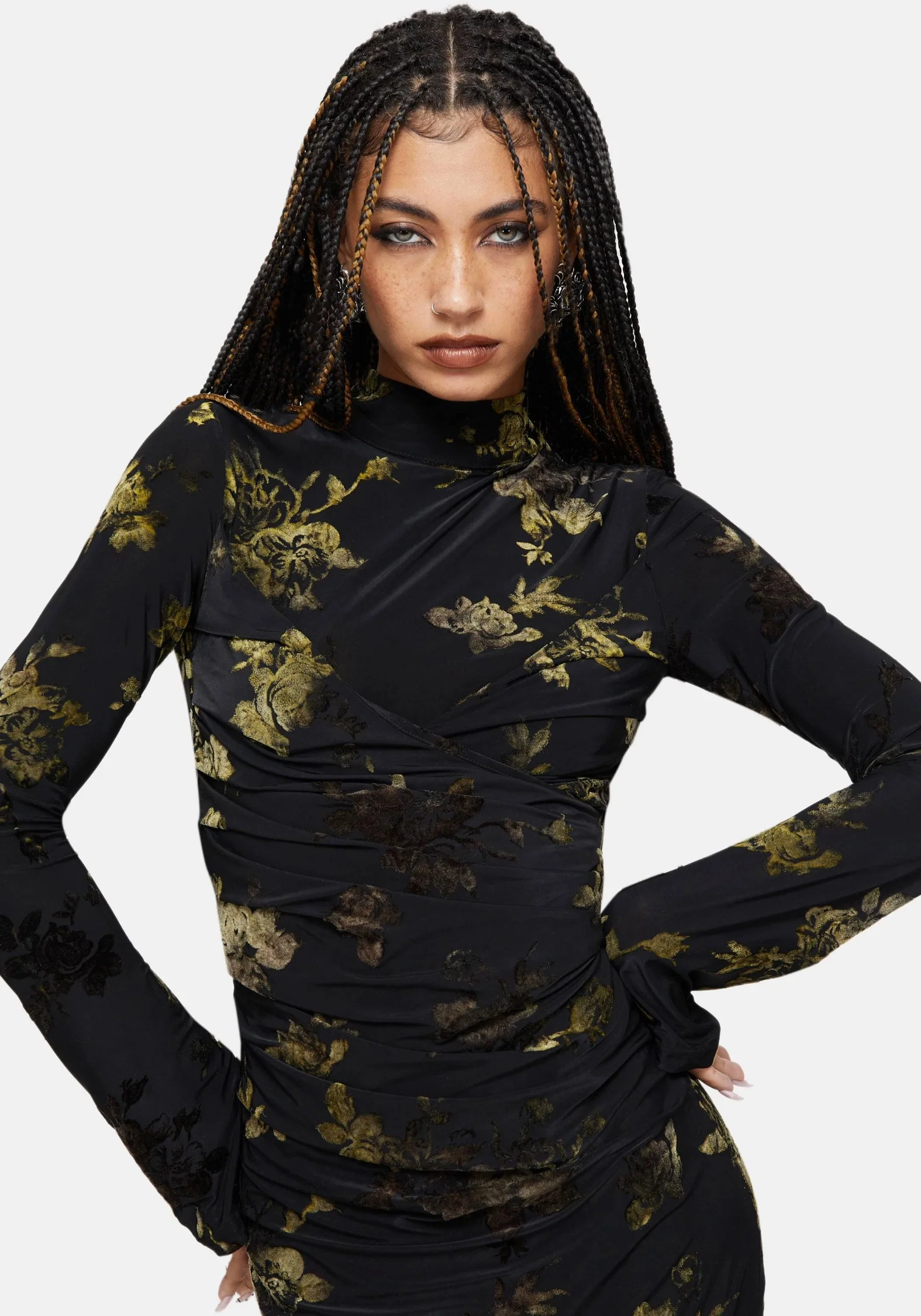 Velda Floral Flocked Mesh Maxi Dress - Image 5
