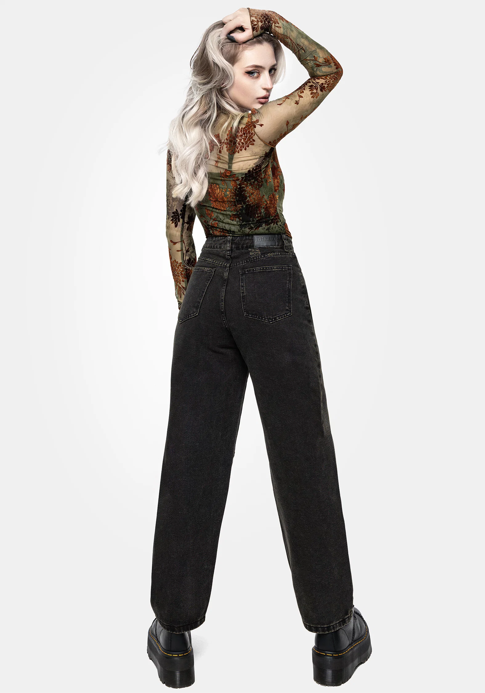 Veltha Floral Embroidered Denim Barrel Leg Jeans - Image 3