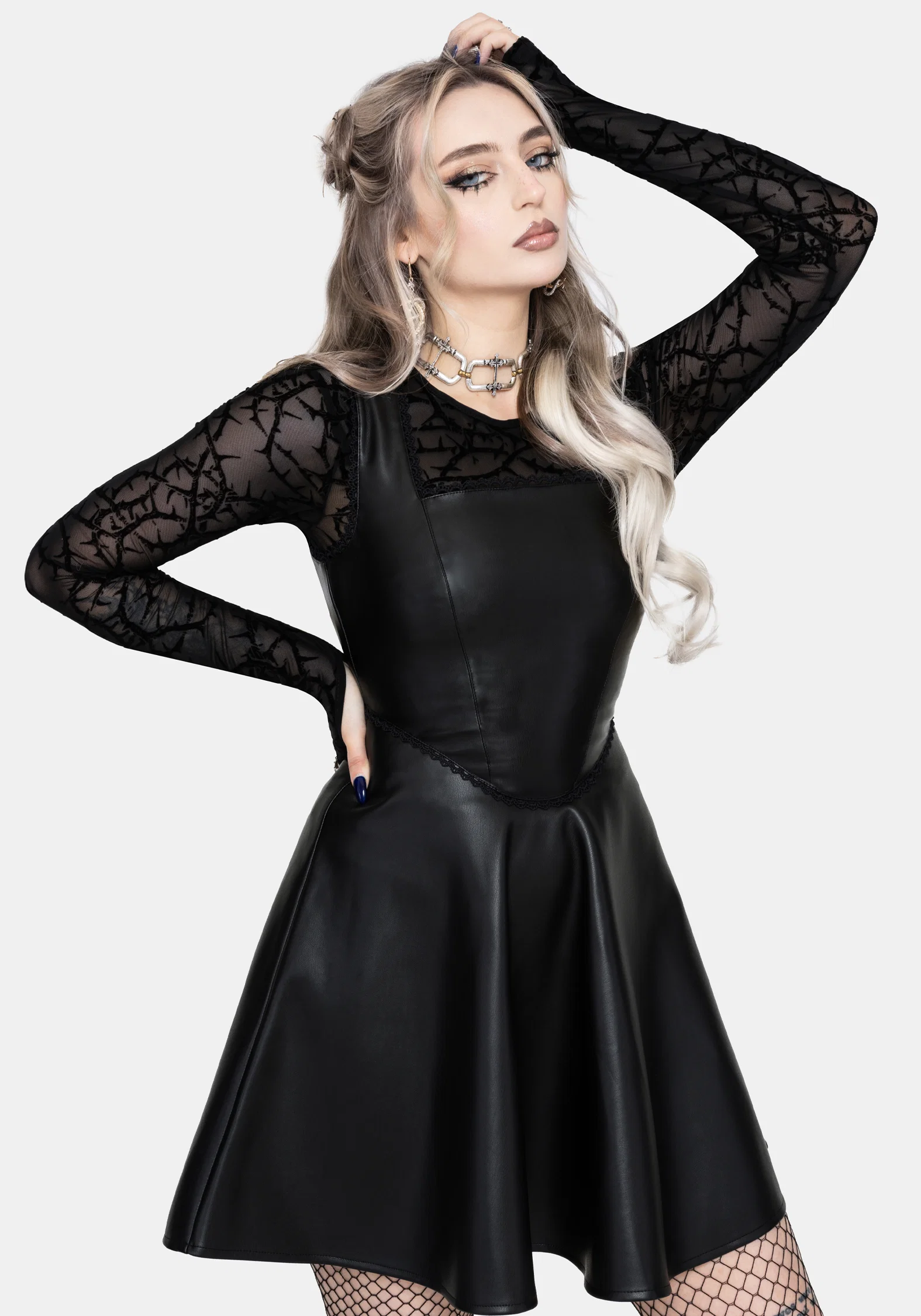 Veluna Corset Waist PU Mini Dress - Image 5