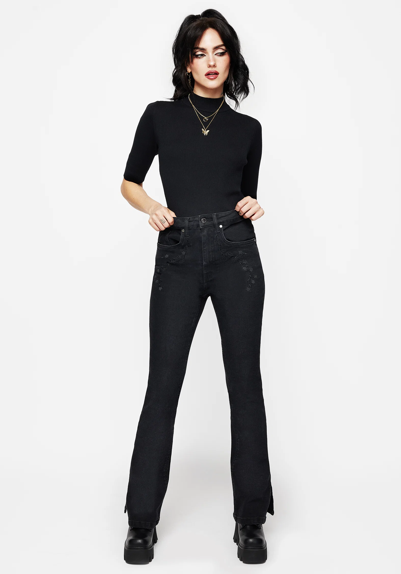 Vera Baby Boot Split Hem Flared Jeans - Image 4