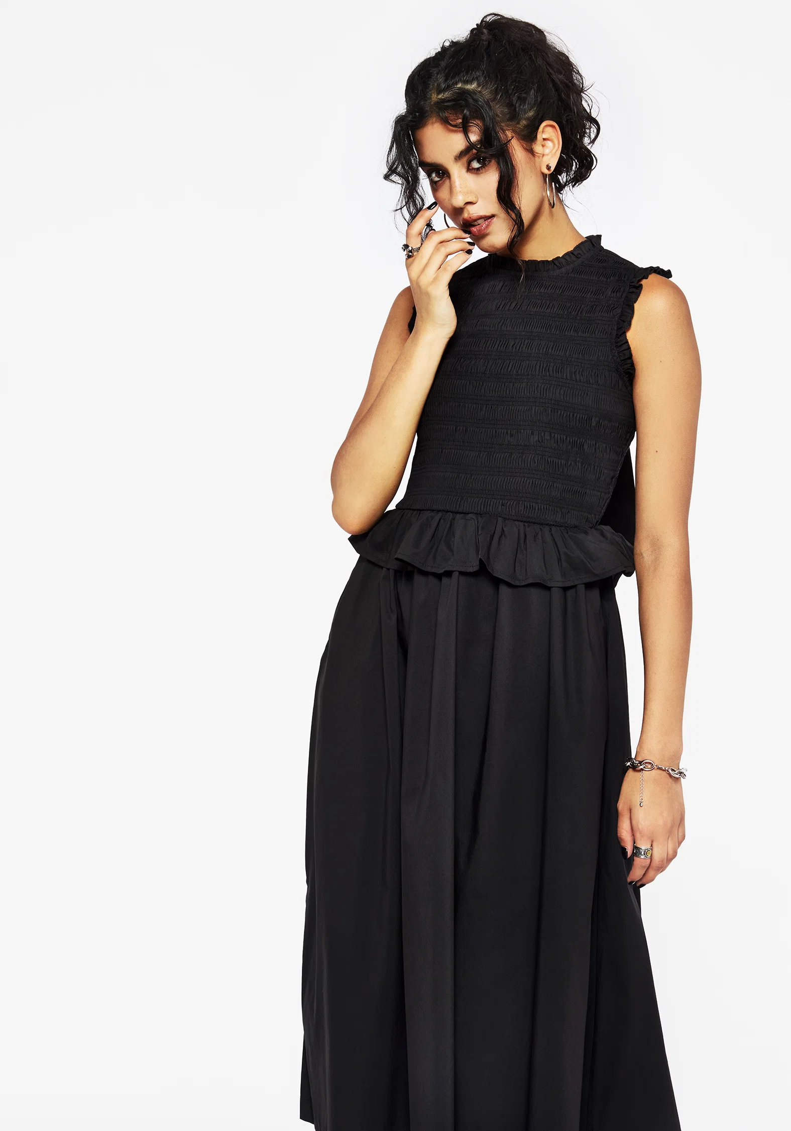 Veronica Cotton Smocked Bodice Bow Detail Midi Dress - Image 6