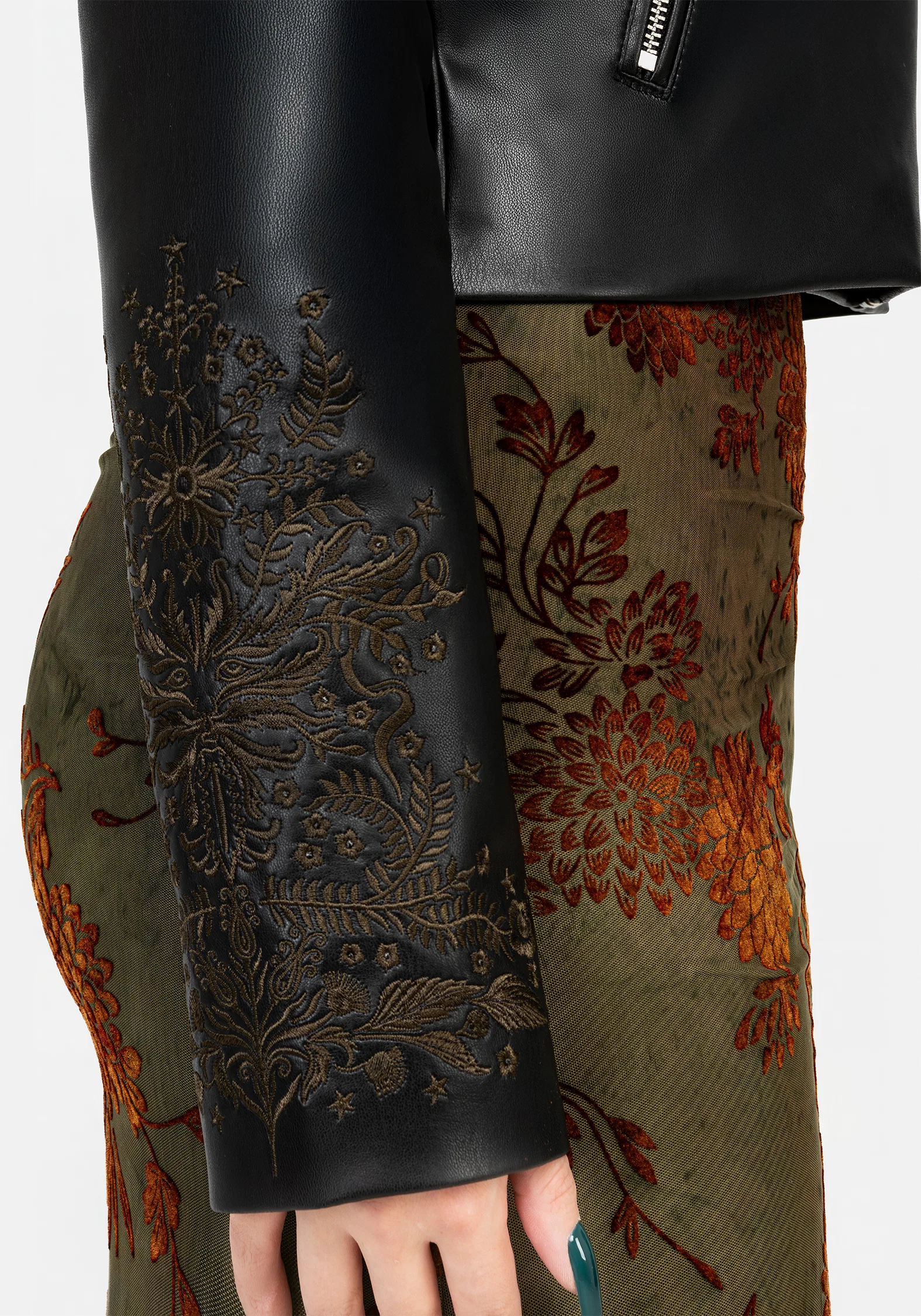Vervain Embroidered Faux Leather Biker Jacket - Image 3