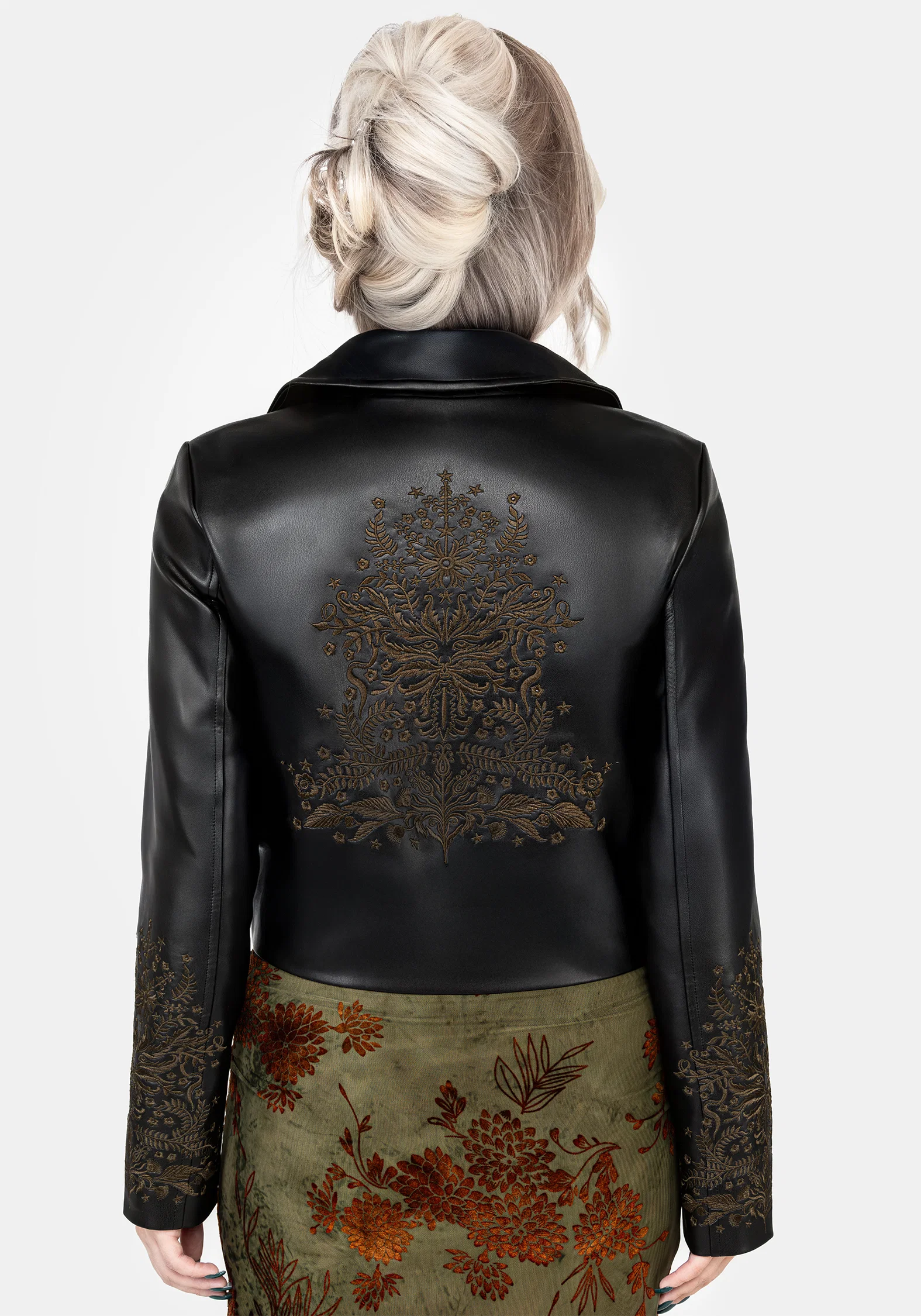 Vervain Embroidered Faux Leather Biker Jacket - Image 4