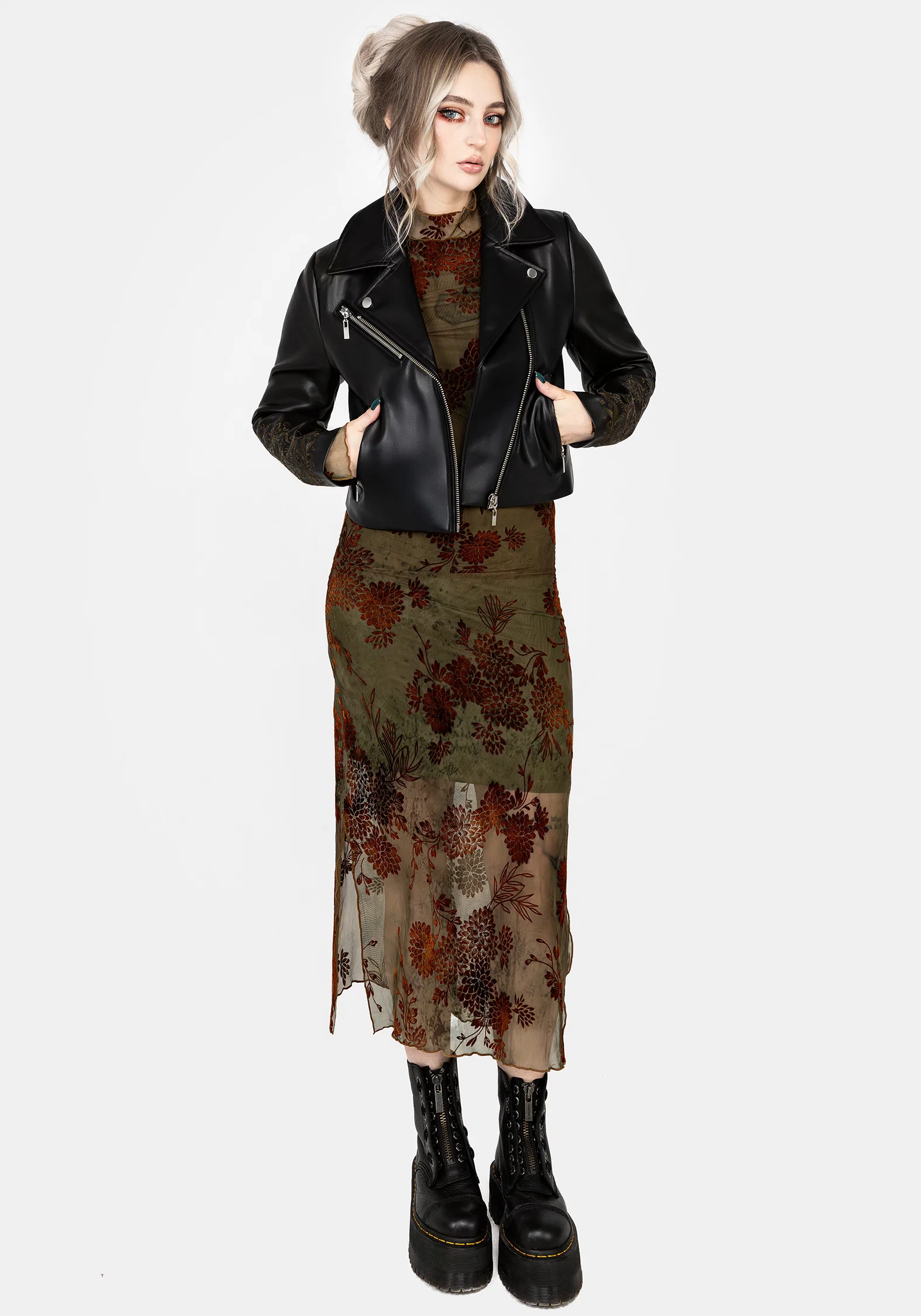 Vervain Embroidered Faux Leather Biker Jacket - Image 6