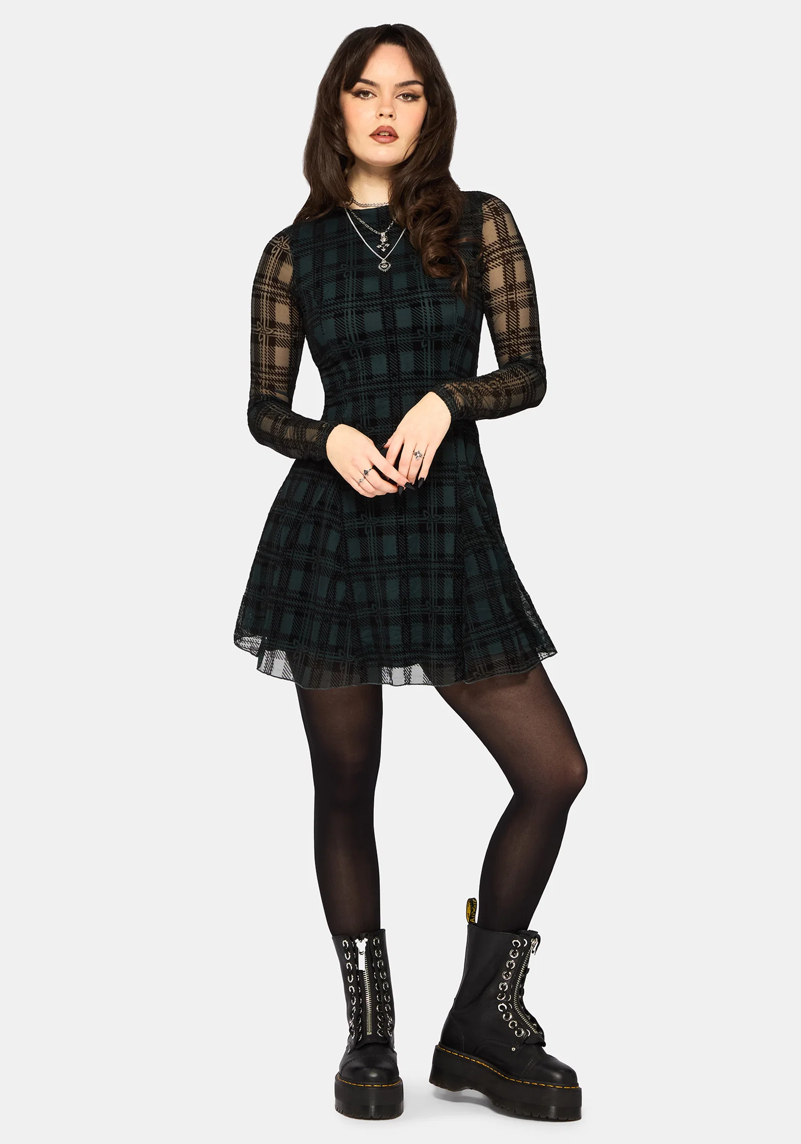 Vesica Flocked Witches Knot Godet Mini Dress - Image 4