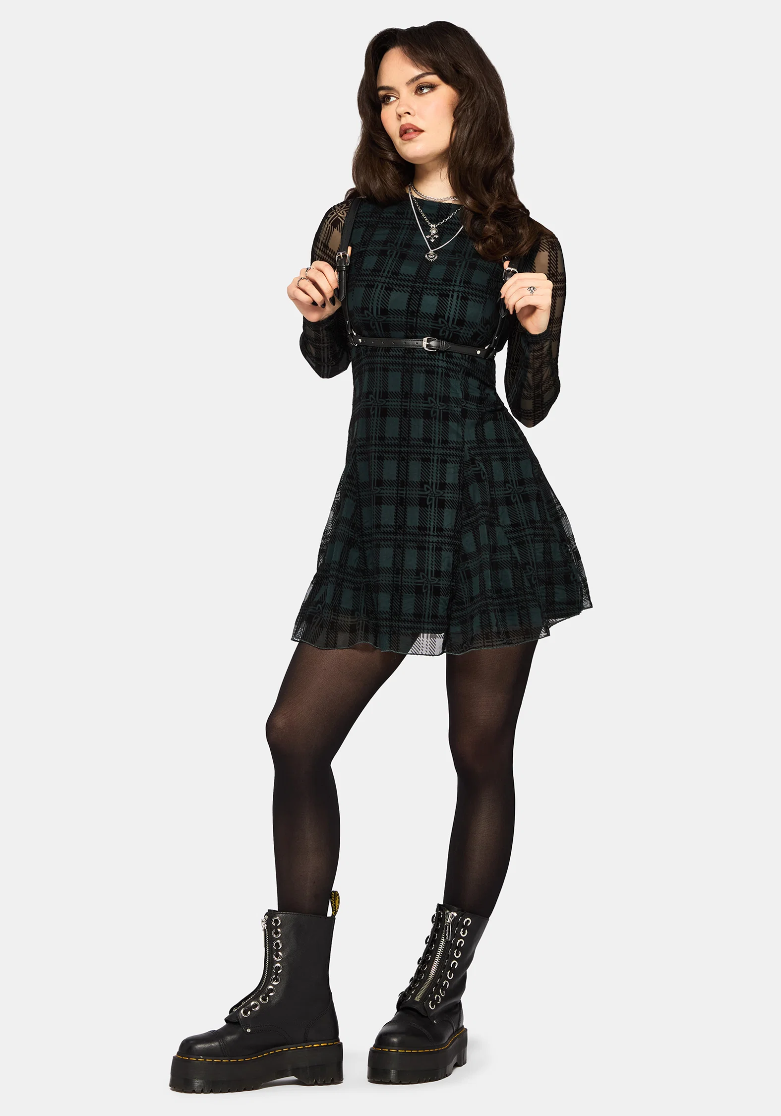 Vesica Flocked Witches Knot Godet Mini Dress - Image 5