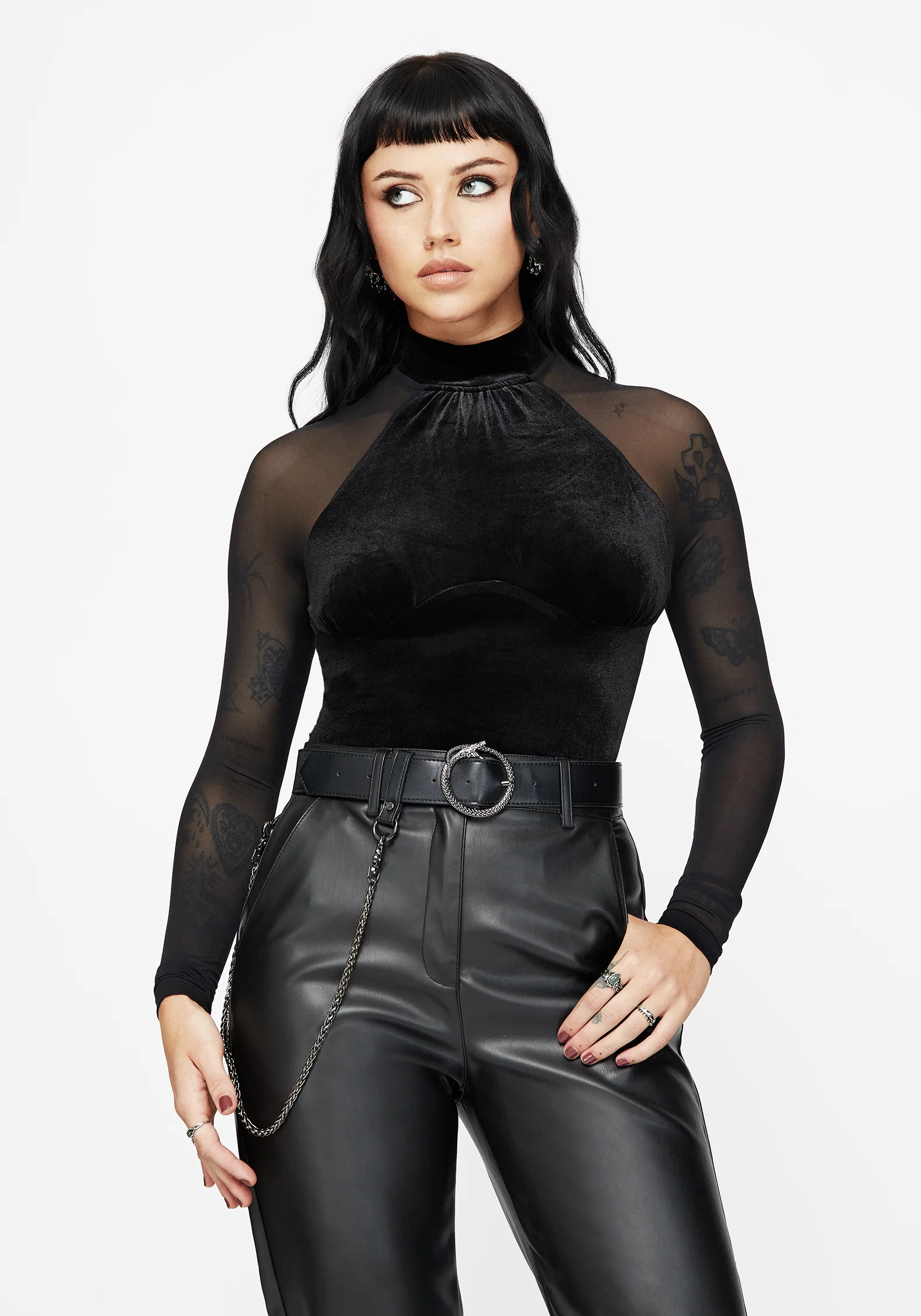 Vespera Velvet Mesh Long Sleeved Top - Image 4