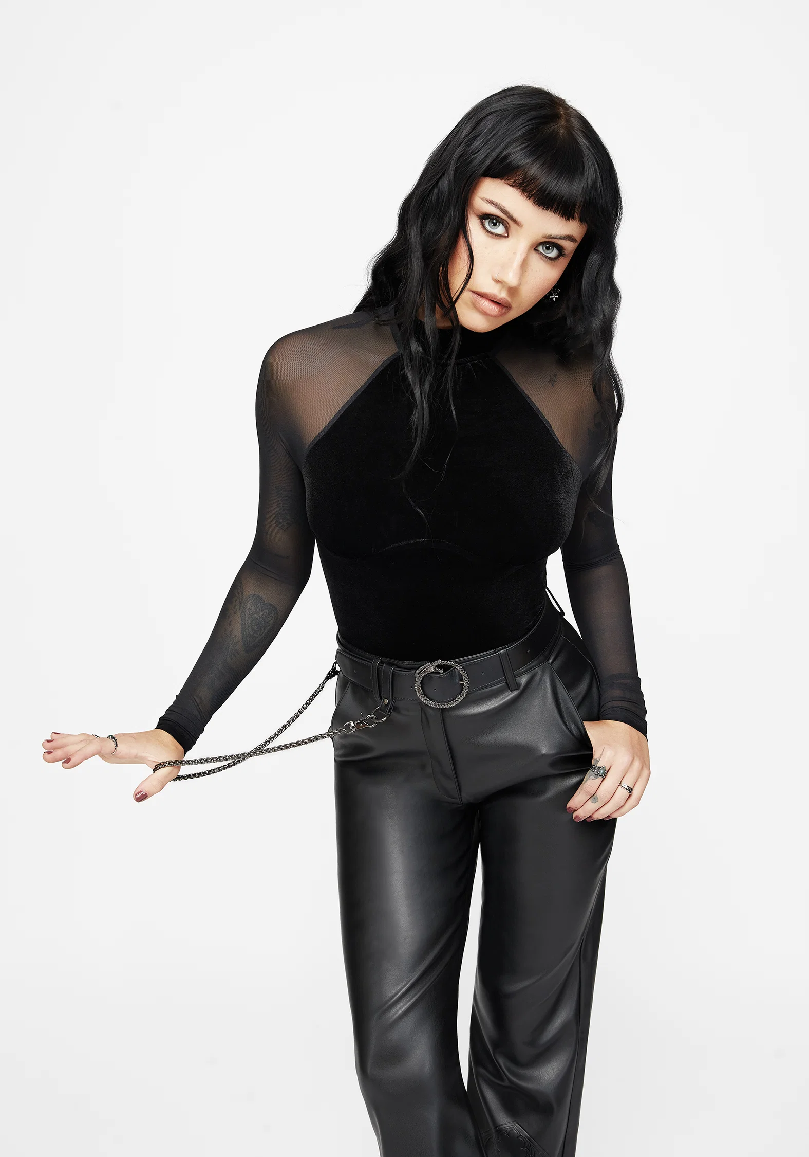 Vespera Velvet Mesh Long Sleeved Top - Image 6
