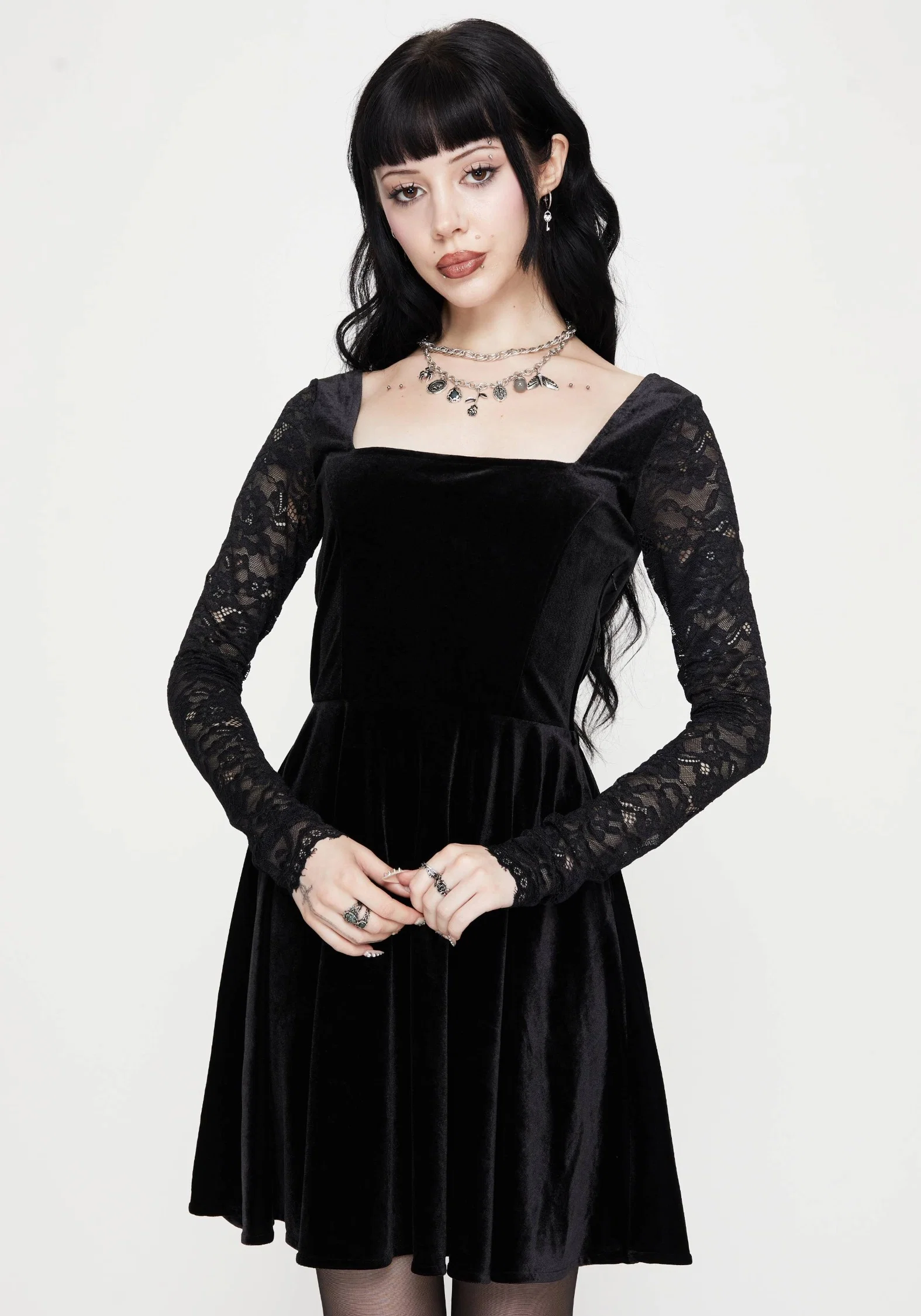 Vice Lace Sleeve Velour Mini Dress - Image 5
