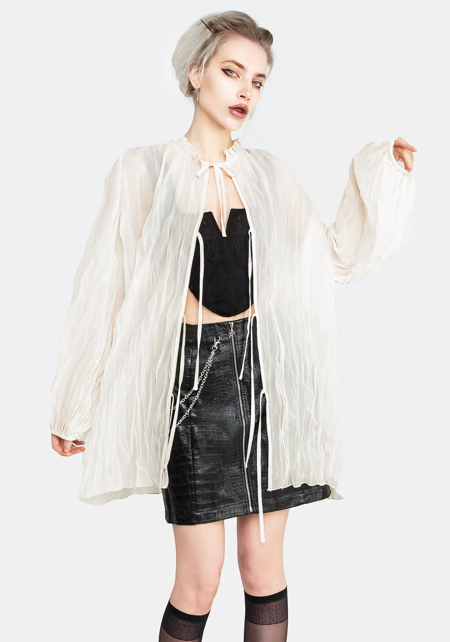 Villain Textured Blouse - White - Image 6