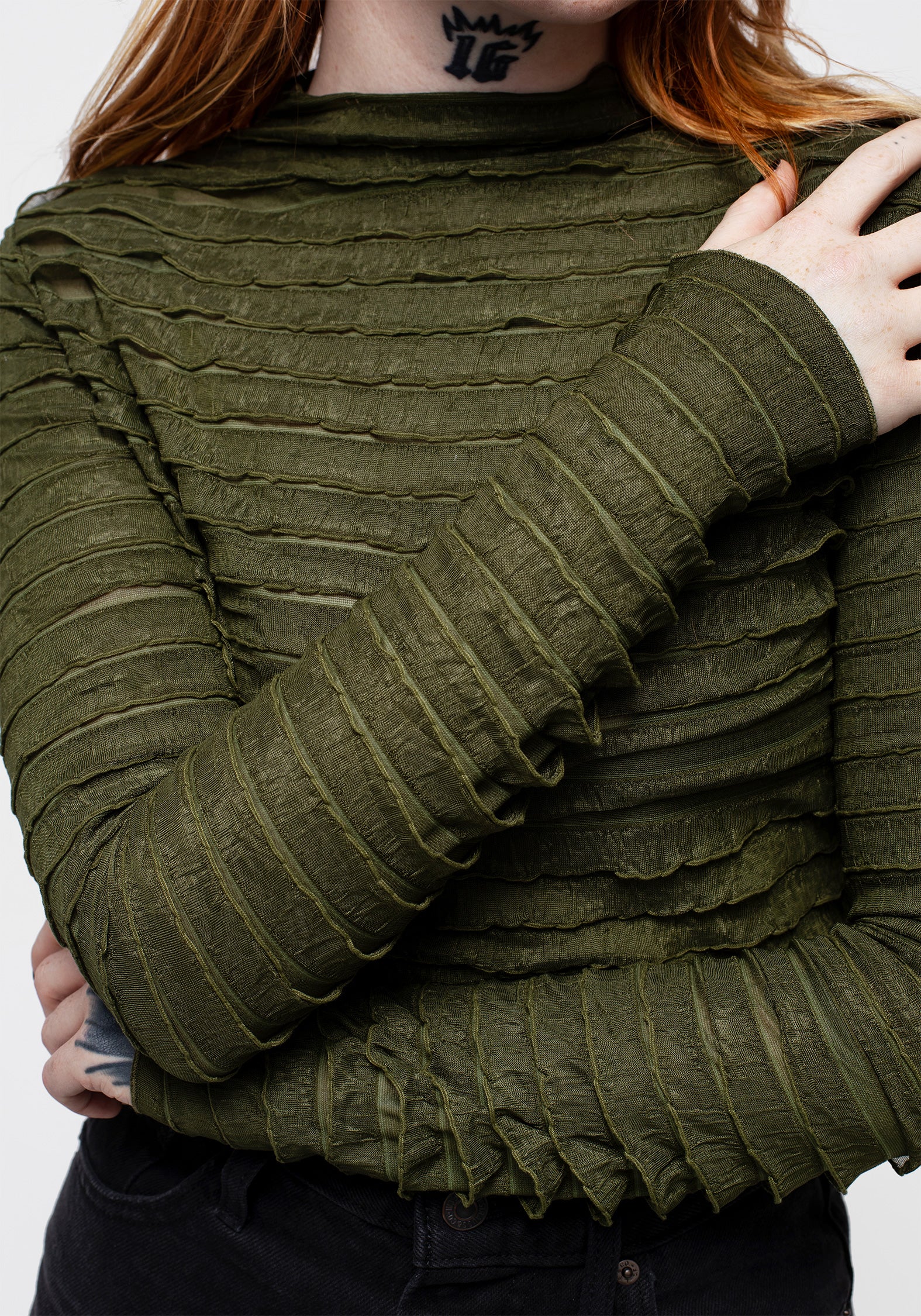 Vitae Striped Crop Top - Green - Image 2