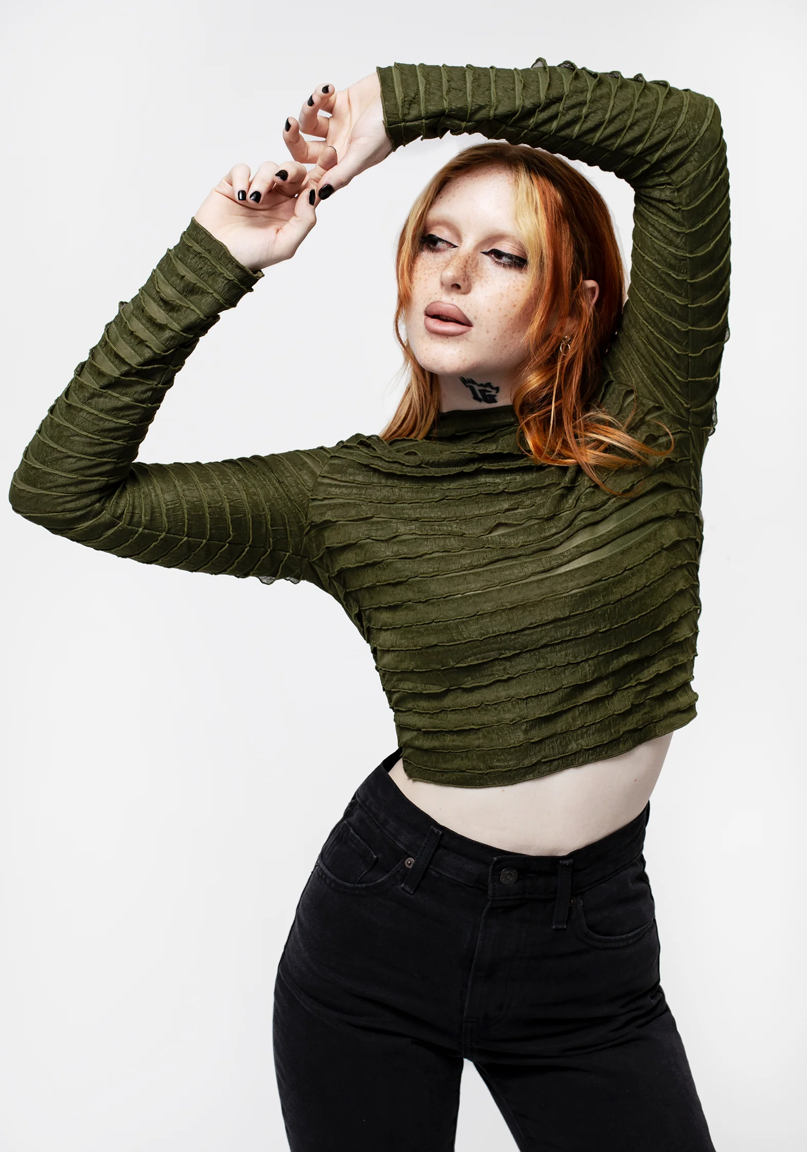 Vitae Striped Crop Top - Green - Image 4