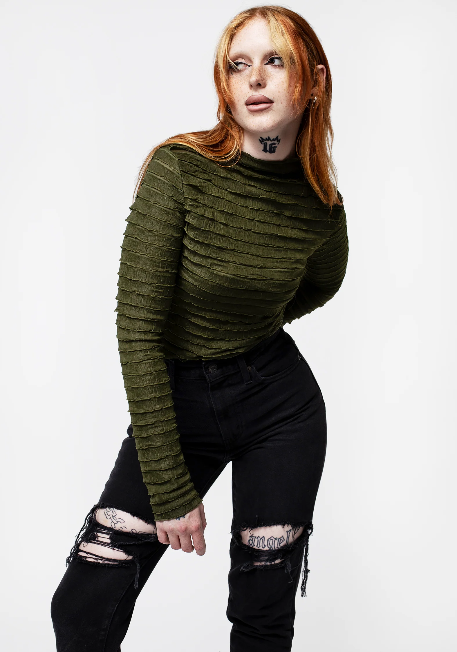 Vitae Striped Crop Top - Green - Image 5