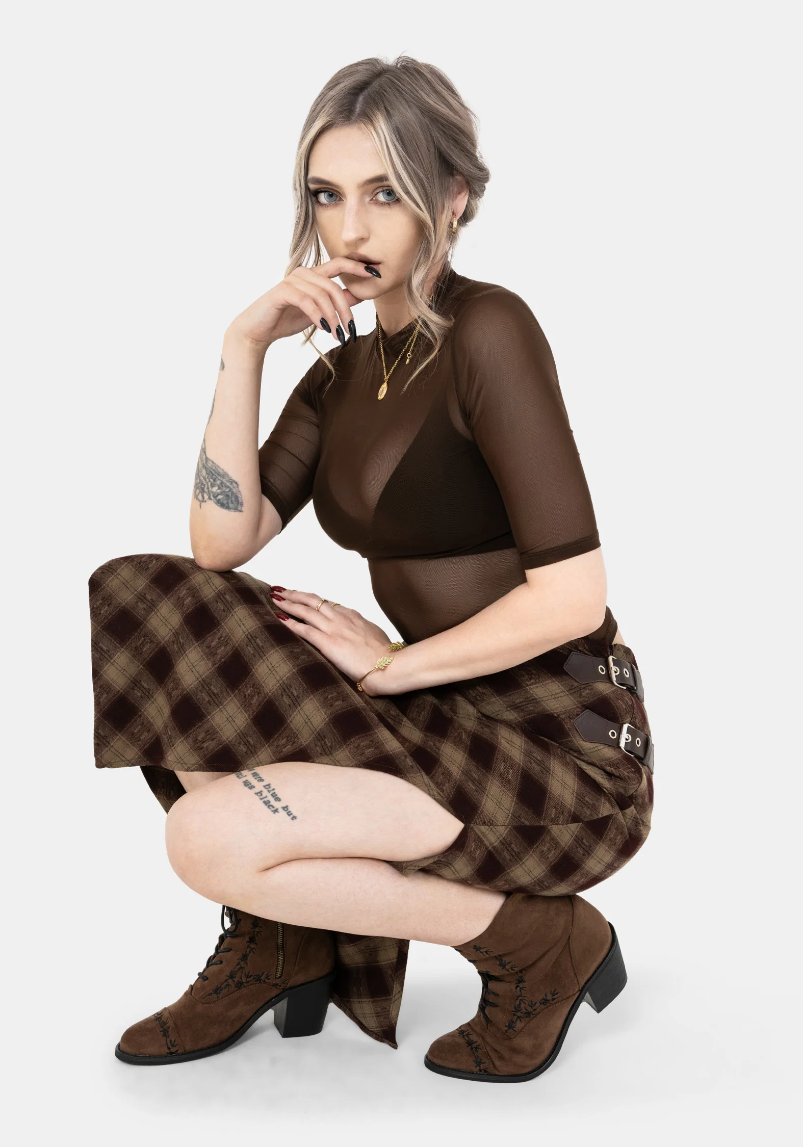 Wane Check Buckle Midaxi Skirt - Image 6