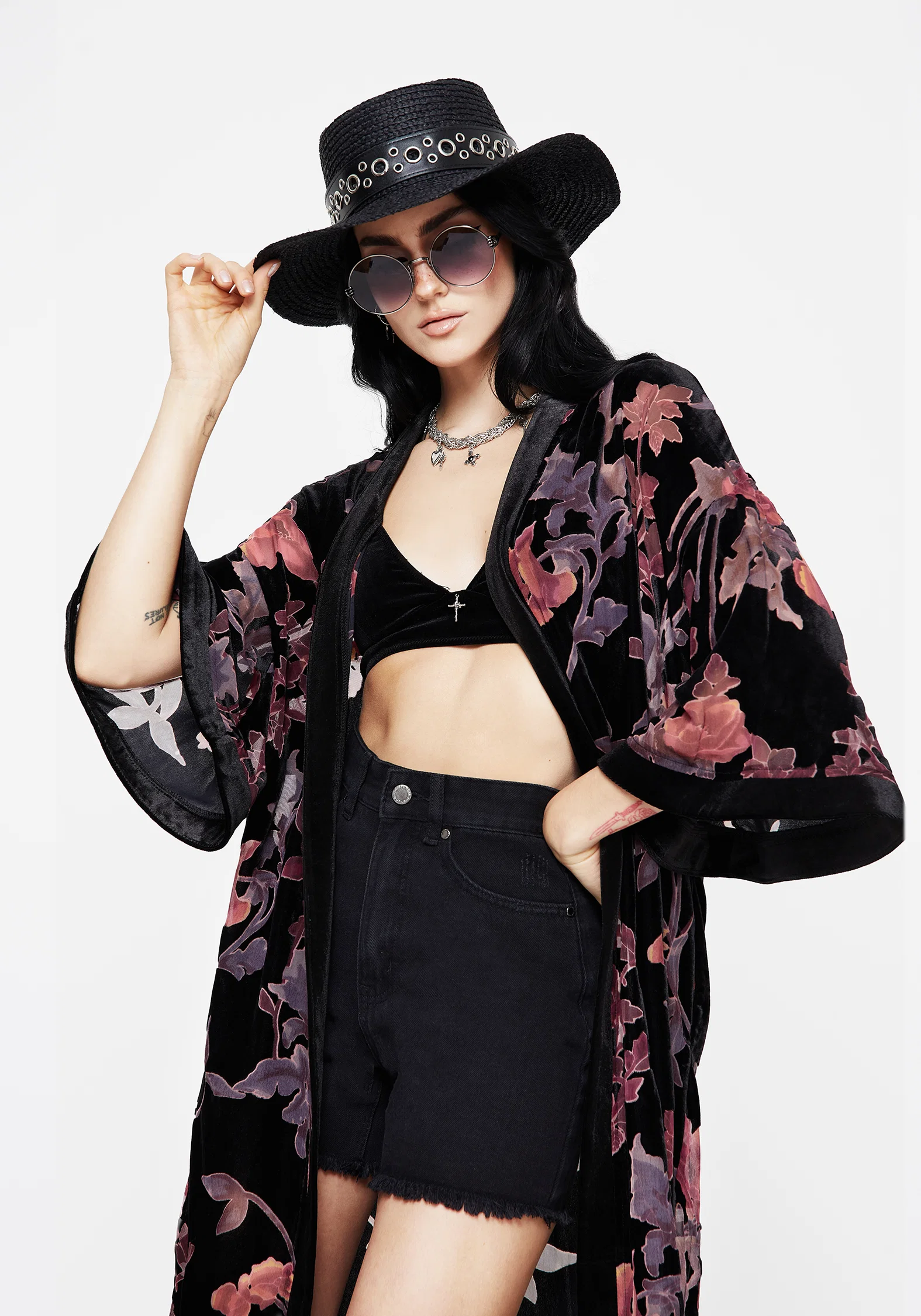 Waterlily Burnout Fringe Trim Longline Kimono - Image 6