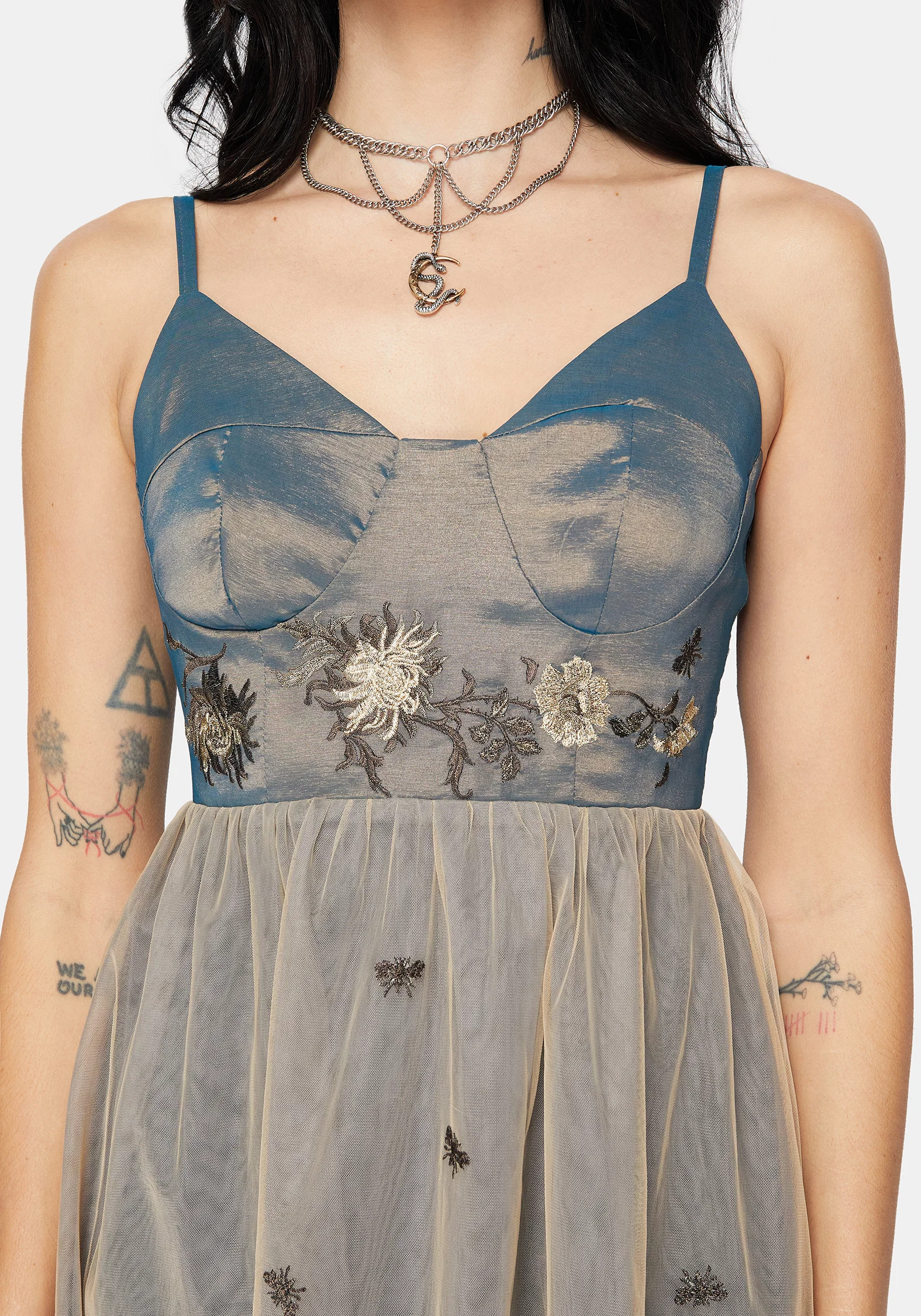 Whim Dragon Embroidered Tulle Midaxi Dress - Image 2