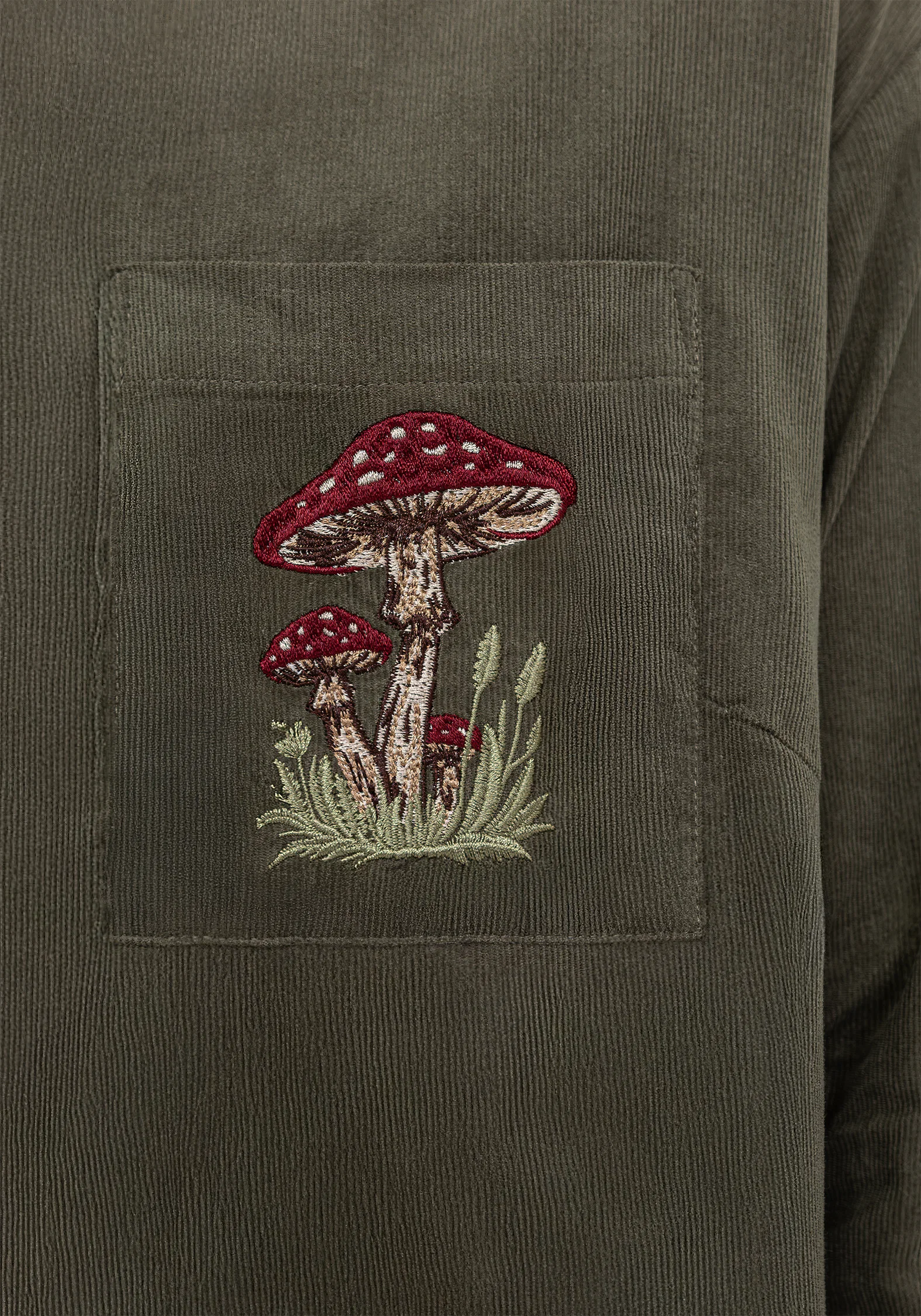 Whimsical Pocket Embroidered Mini Shirt Dress - Image 2