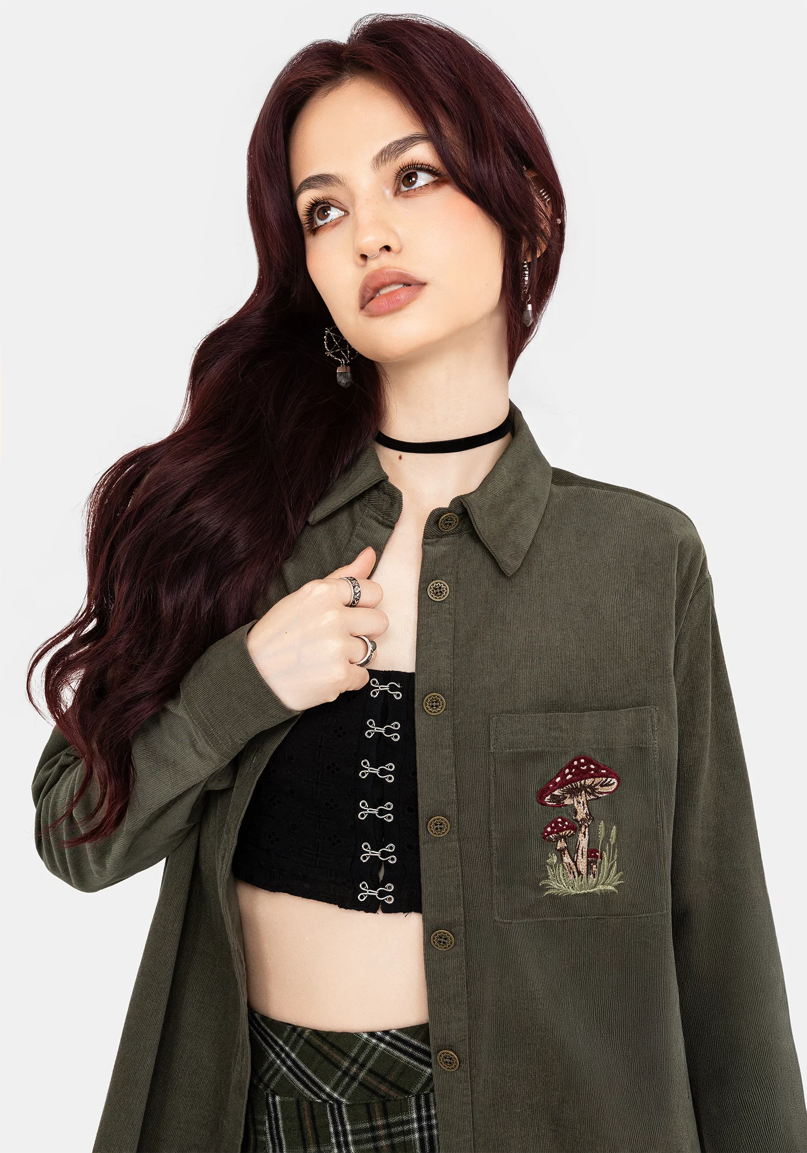 Whimsical Pocket Embroidered Mini Shirt Dress - Image 6