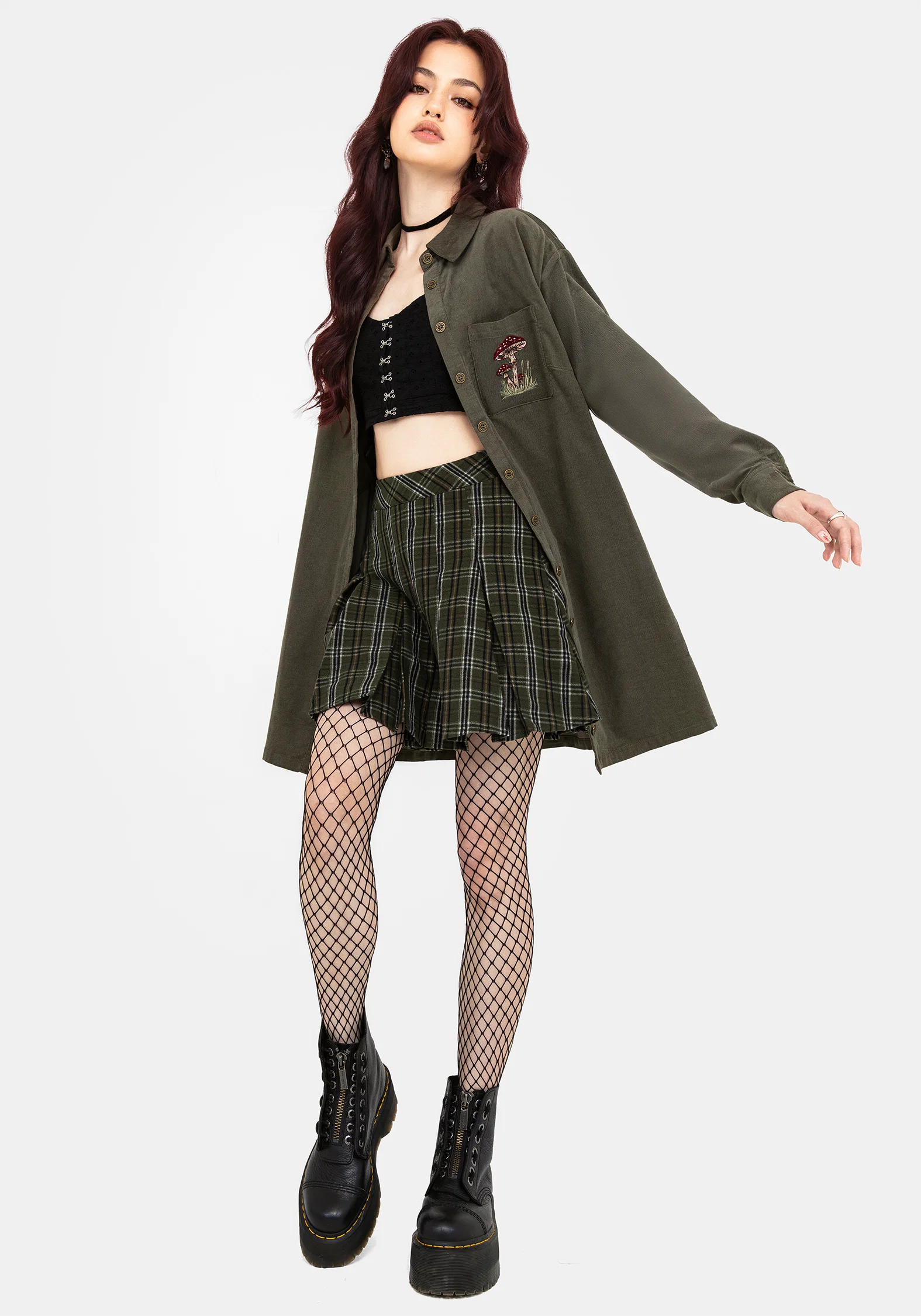 Whimsical Pocket Embroidered Mini Shirt Dress - Image 9