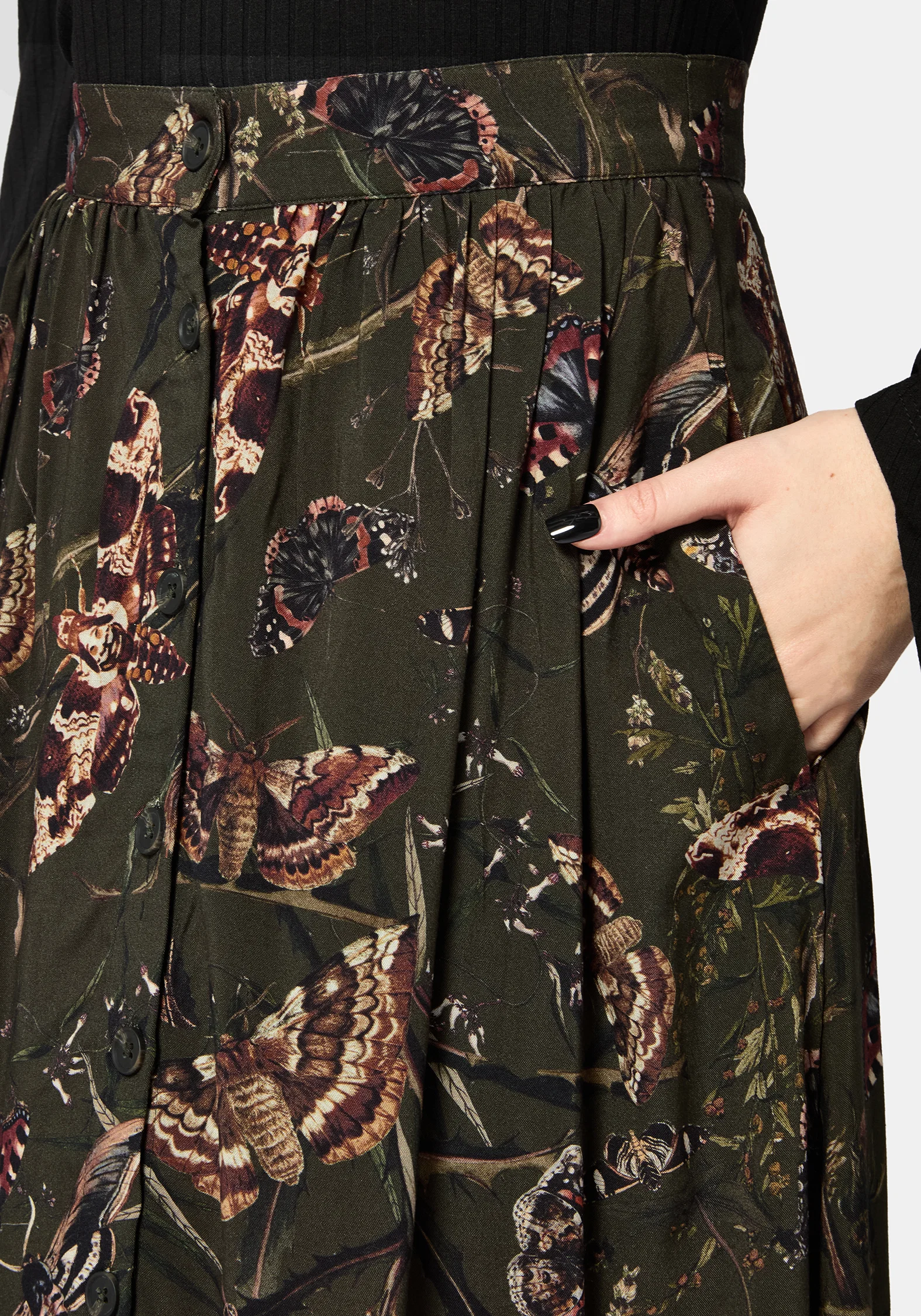 Whispen Moth Print Button Up Midi Skirt - Image 2