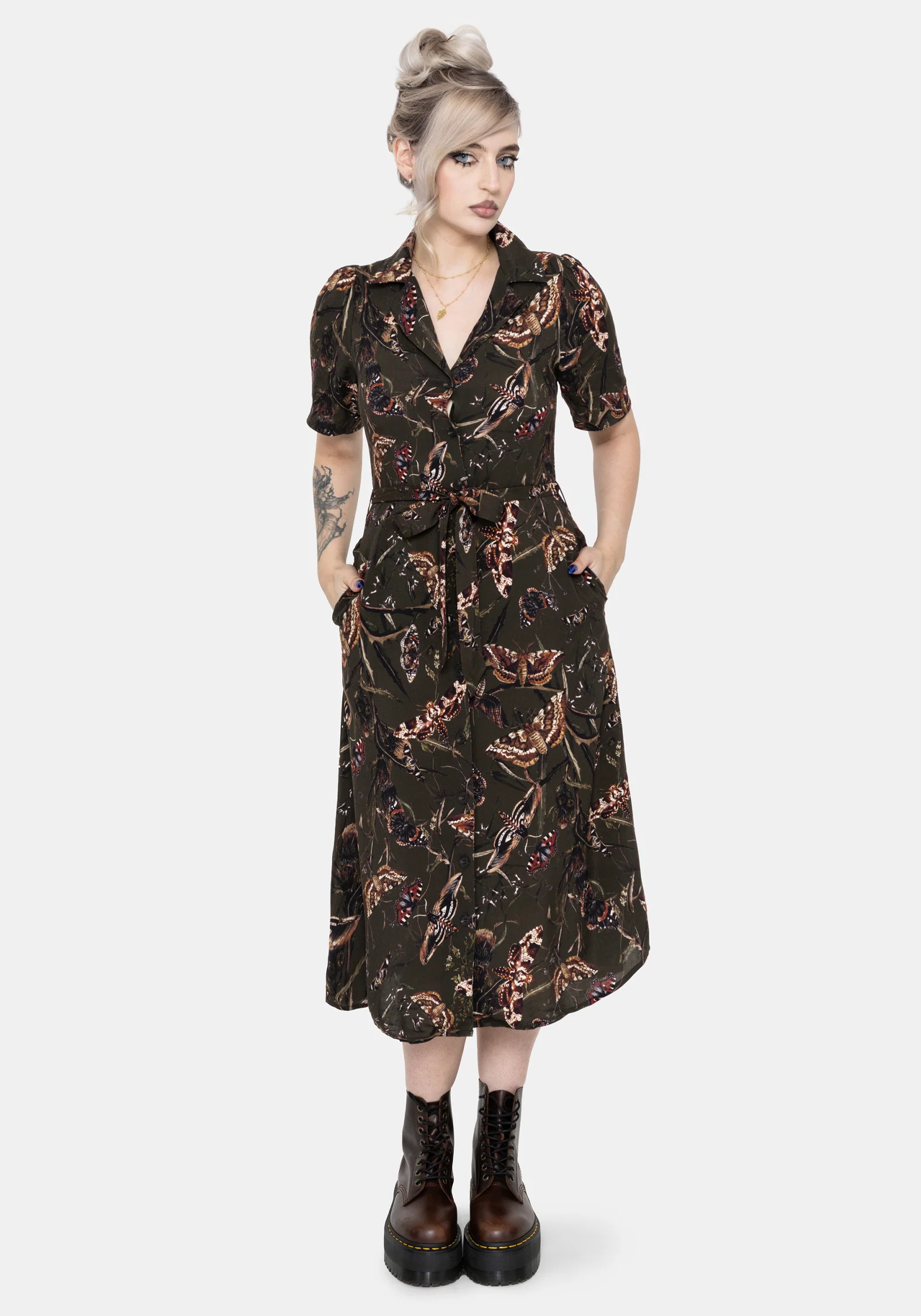 Whispen Moth Print Midi Shirt Dress - Image 4