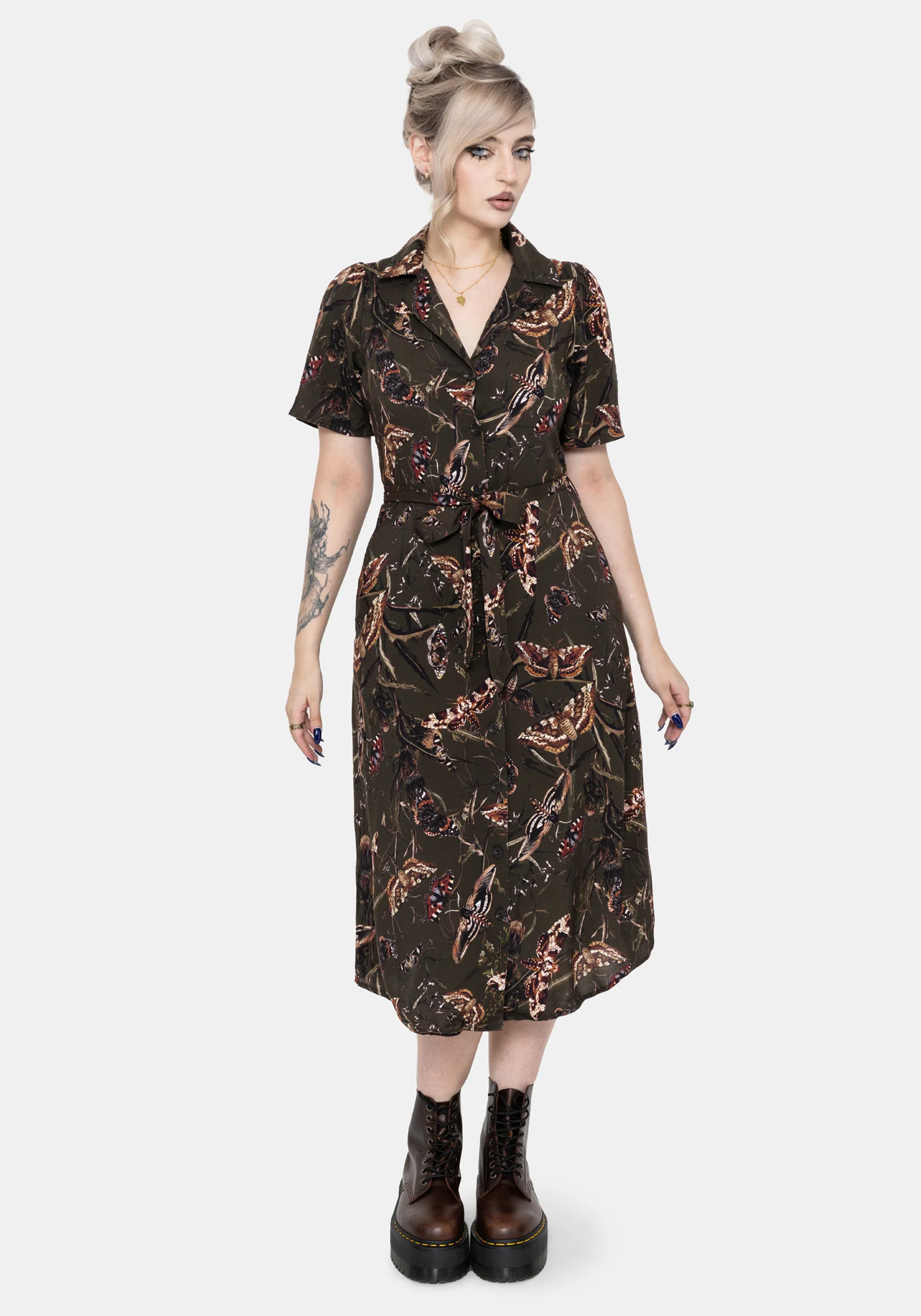 Whispen Moth Print Midi Shirt Dress - Image 6