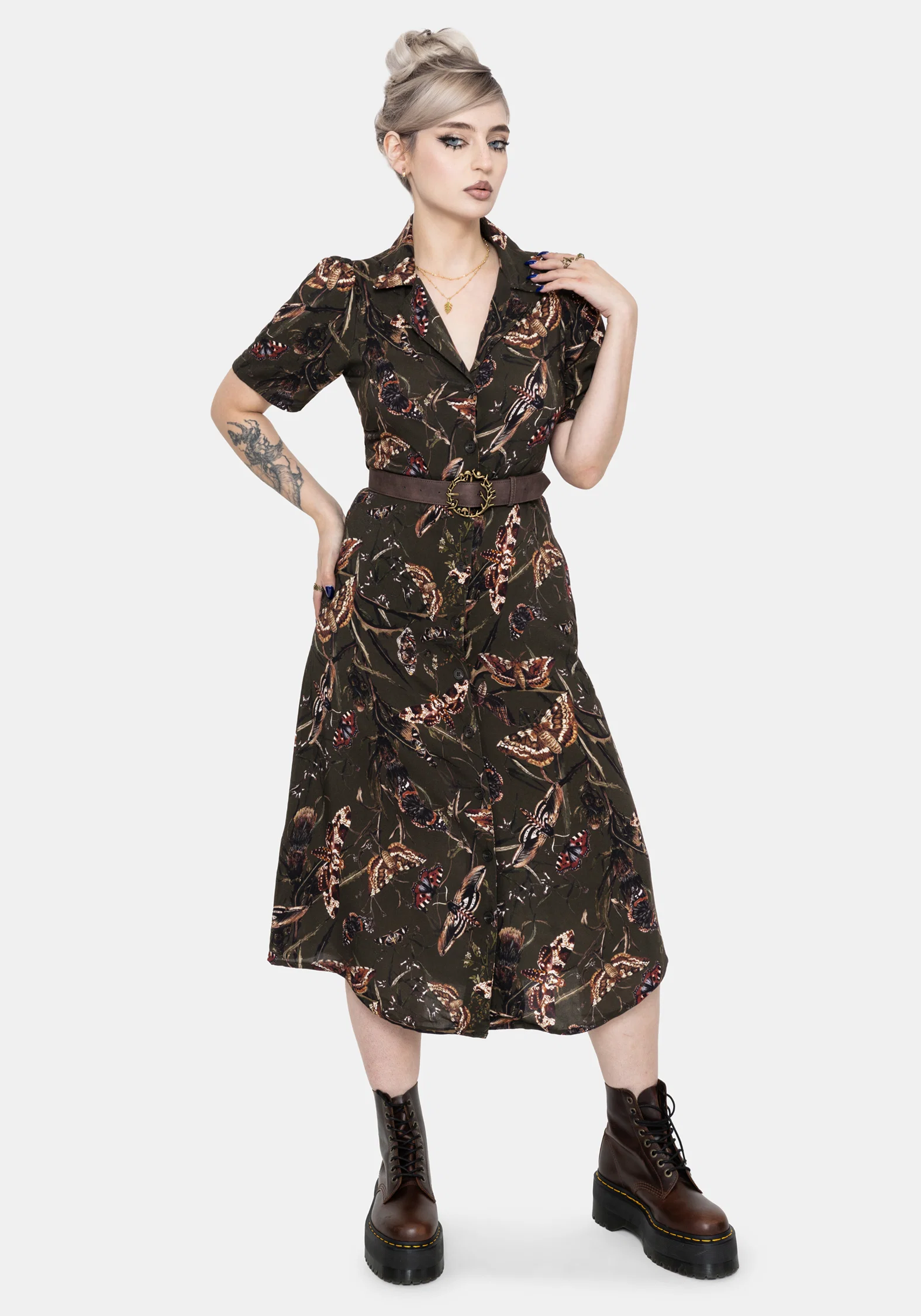 Whispen Moth Print Midi Shirt Dress - Image 7