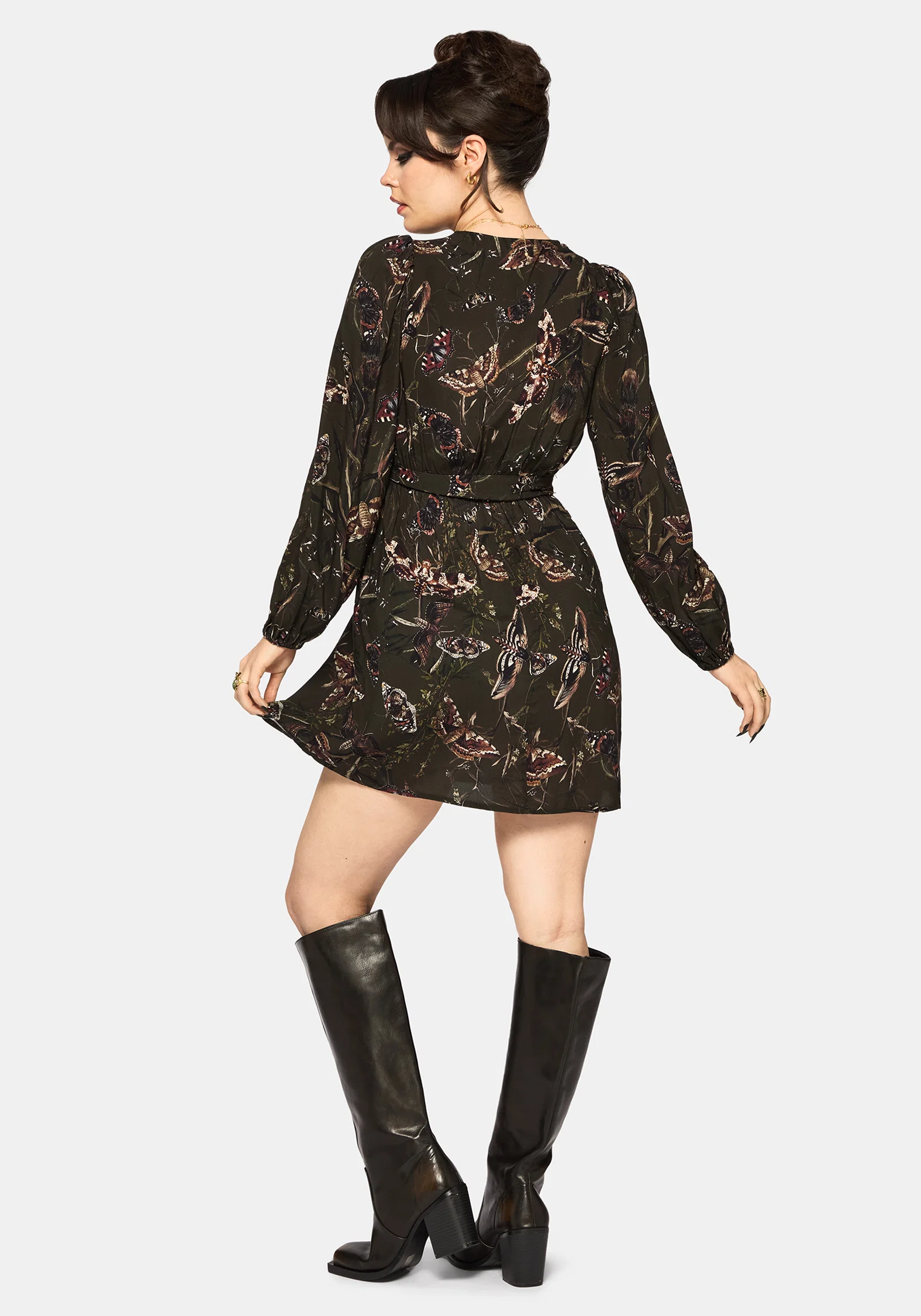 Whispen Moth Print Mini Wrap Dress - Image 3