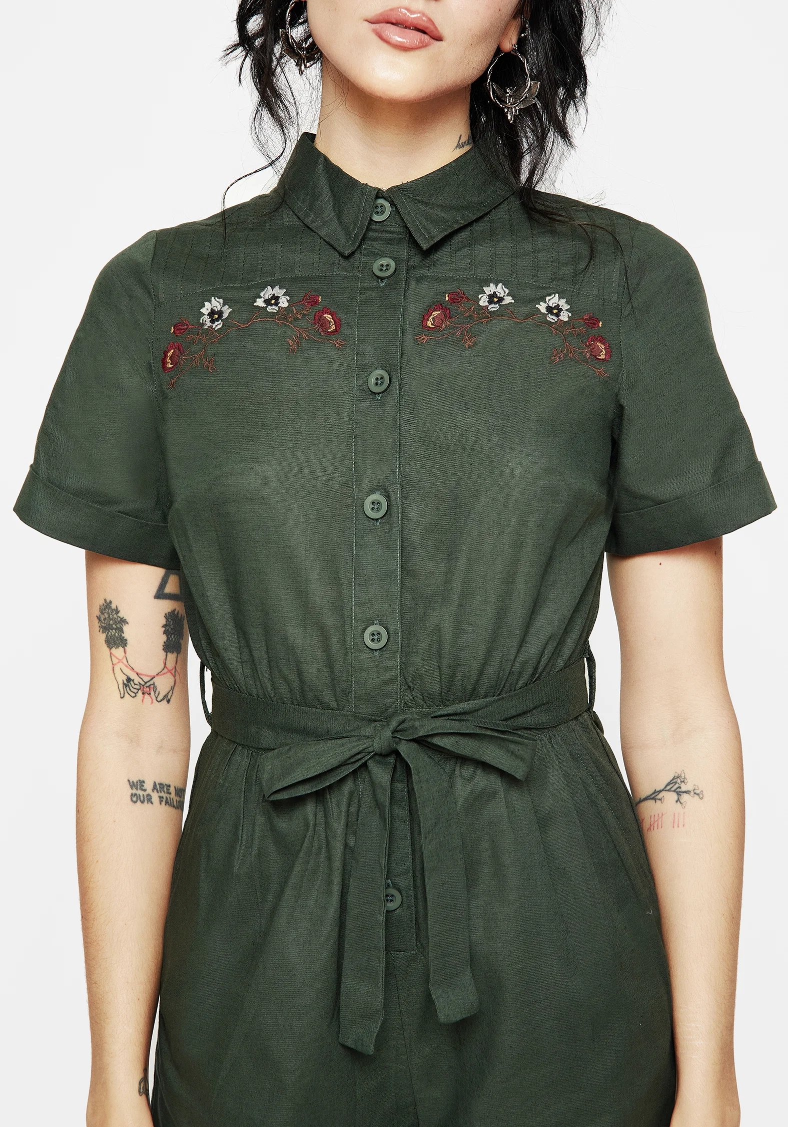 Whisper Embroidered Linen-Blend Playsuit - Image 2