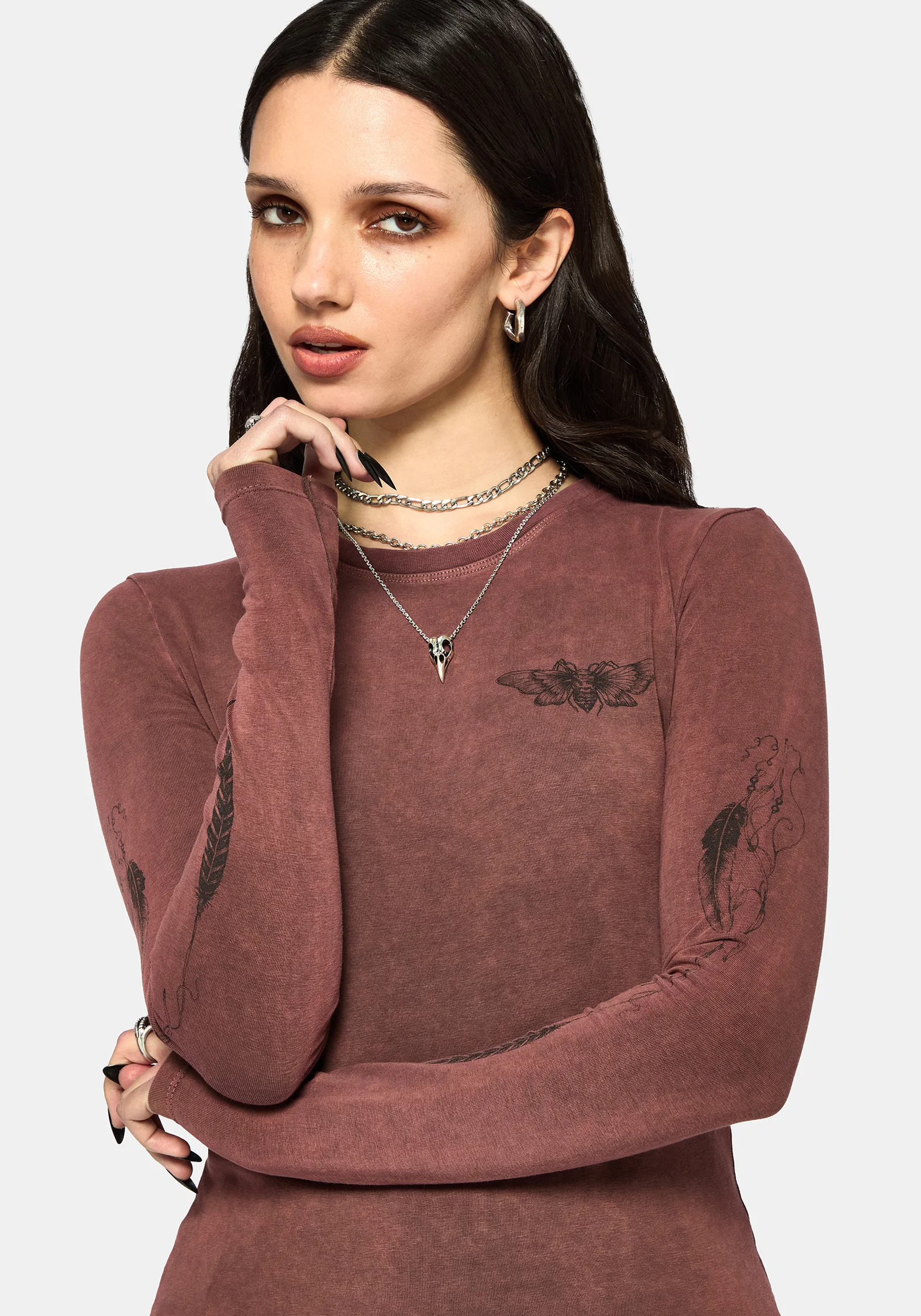 Wicked Feather Long Sleeved Fitted Tee - Image 2