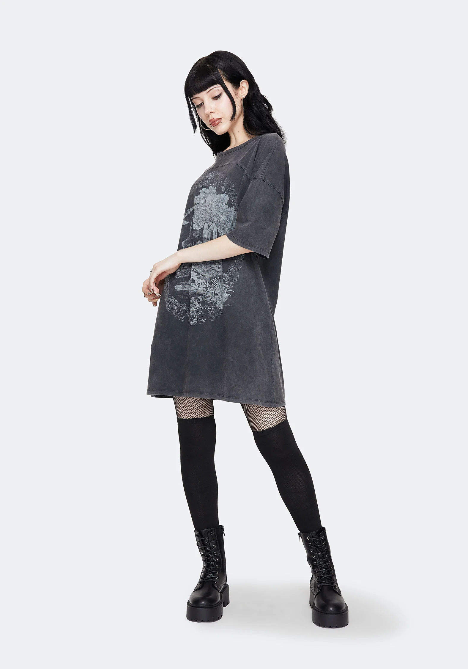 Wicked Toile Dropped Shoulder Cotton Tee Dress - Image 4