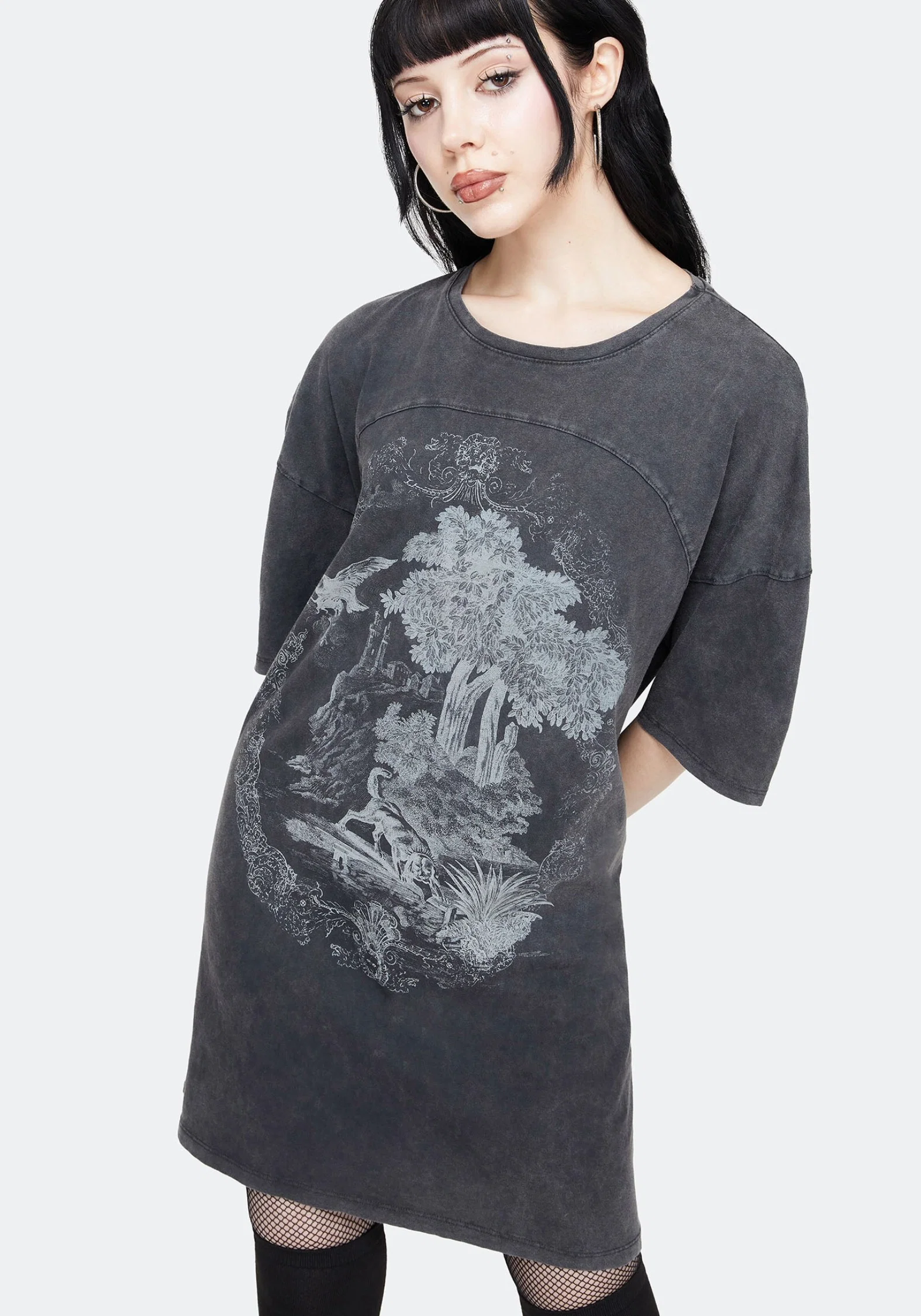Wicked Toile Dropped Shoulder Cotton Tee Dress - Image 6