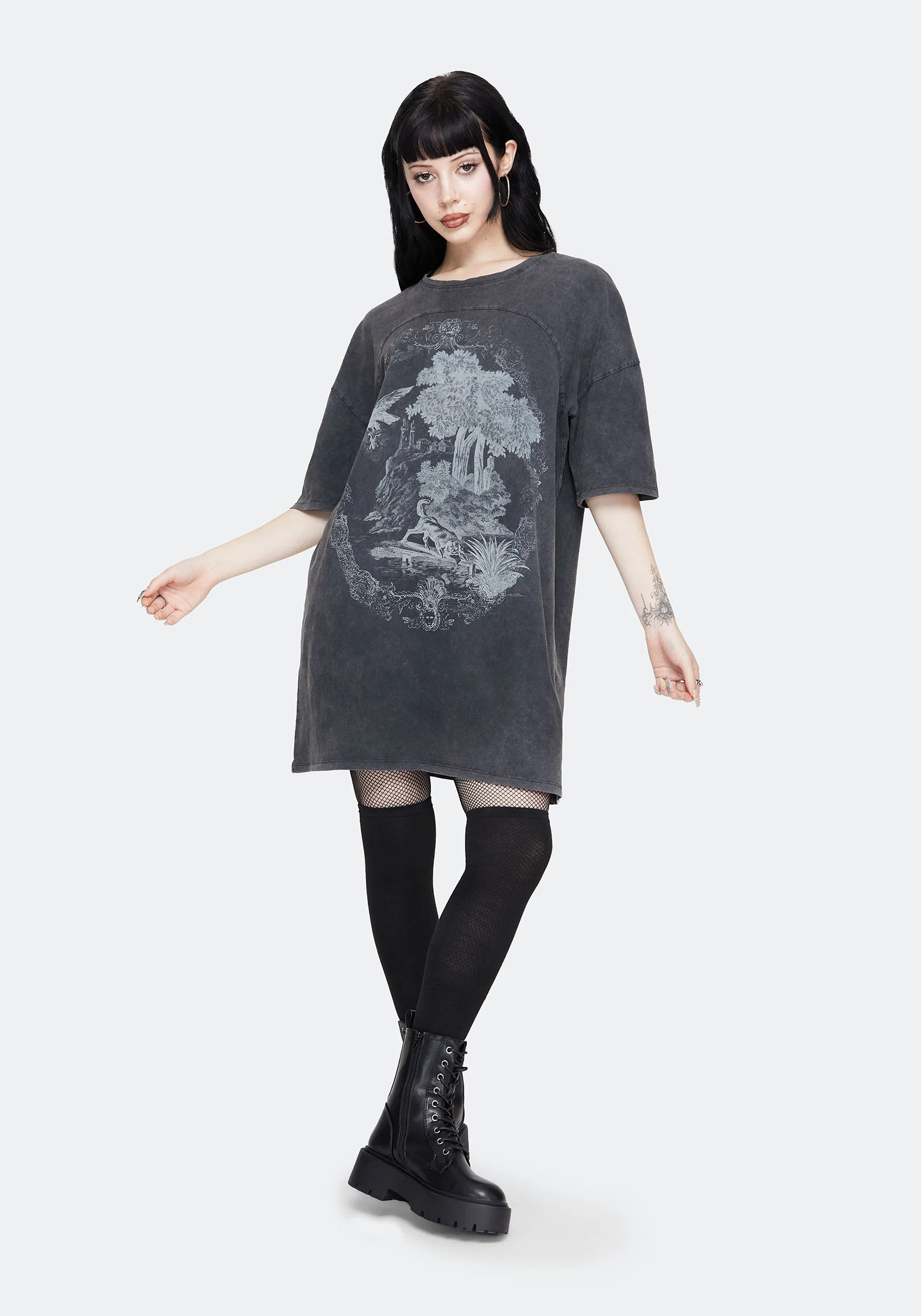 Wicked Toile Dropped Shoulder Cotton Tee Dress - Image 7