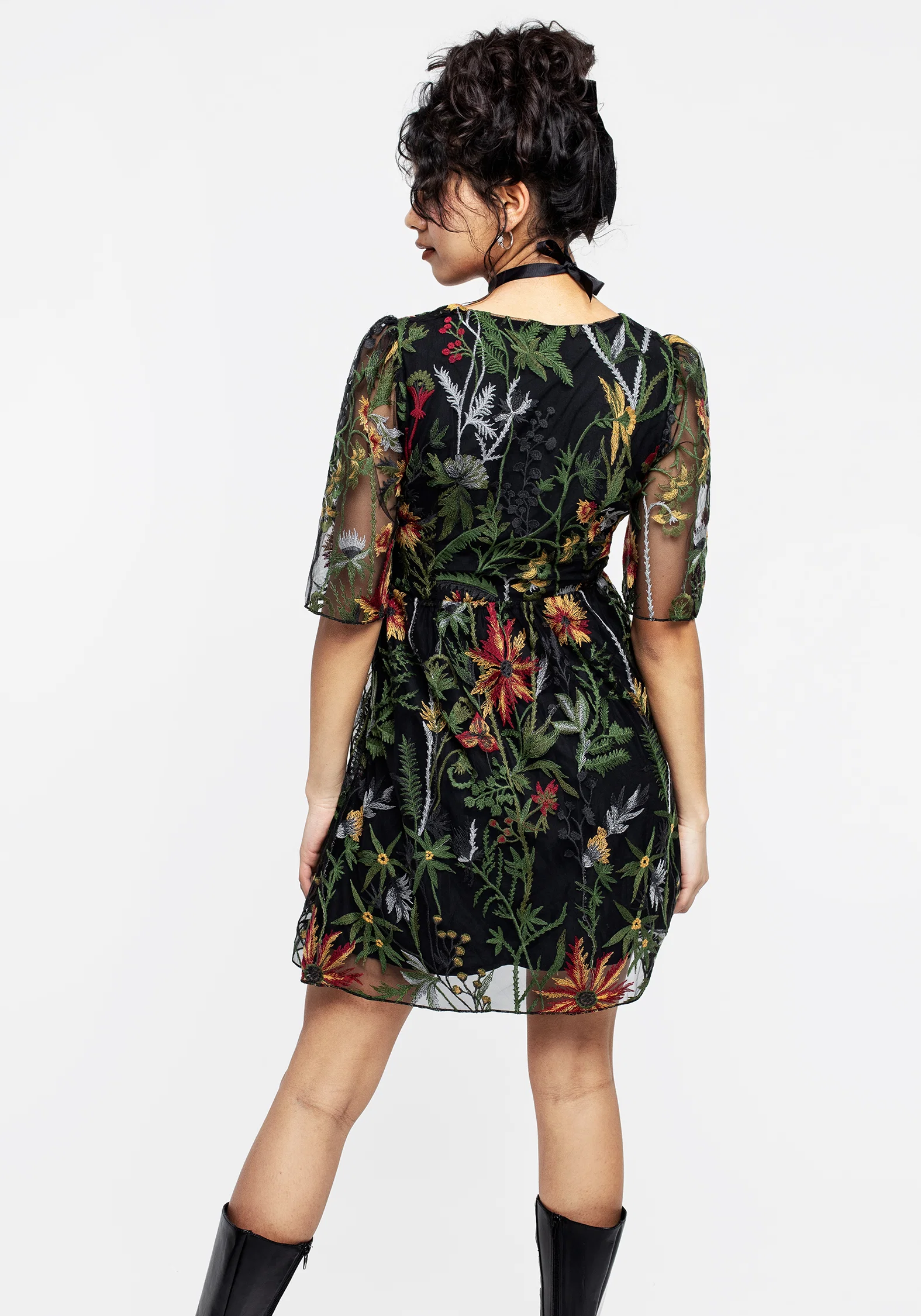Wildflower Embroidered Mesh Mini Dress - Image 3