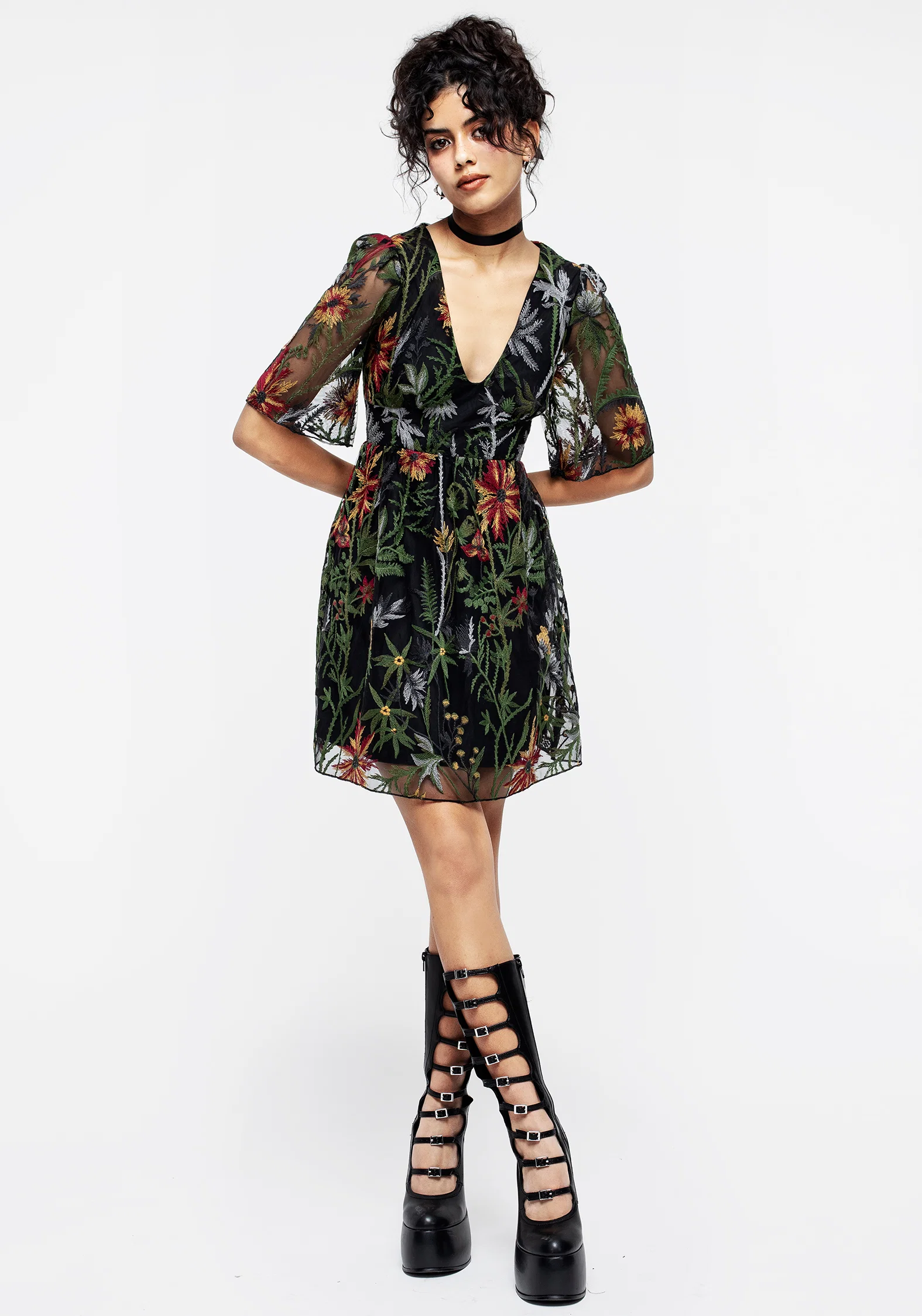 Wildflower Embroidered Mesh Mini Dress - Image 4