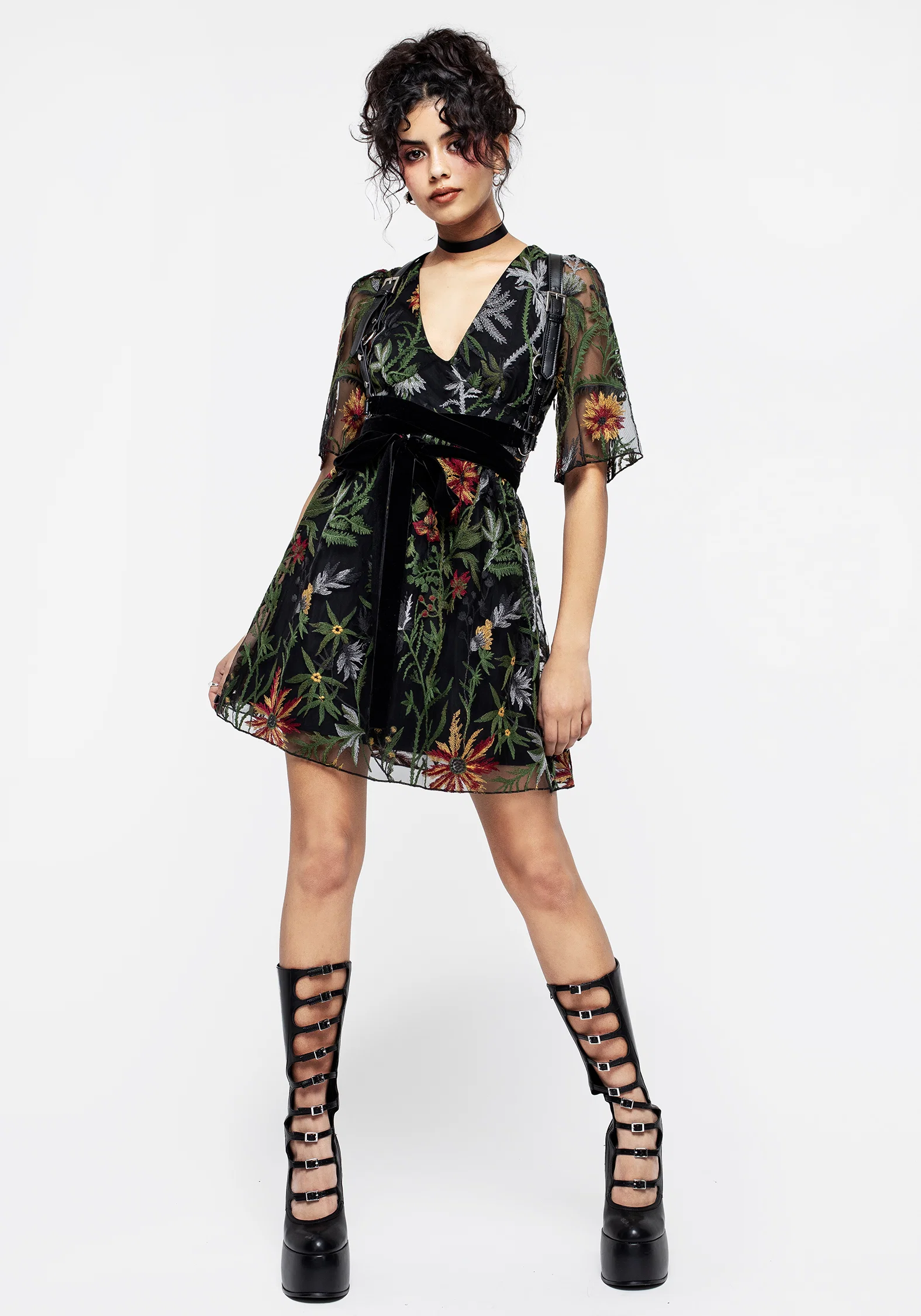 Wildflower Embroidered Mesh Mini Dress - Image 6