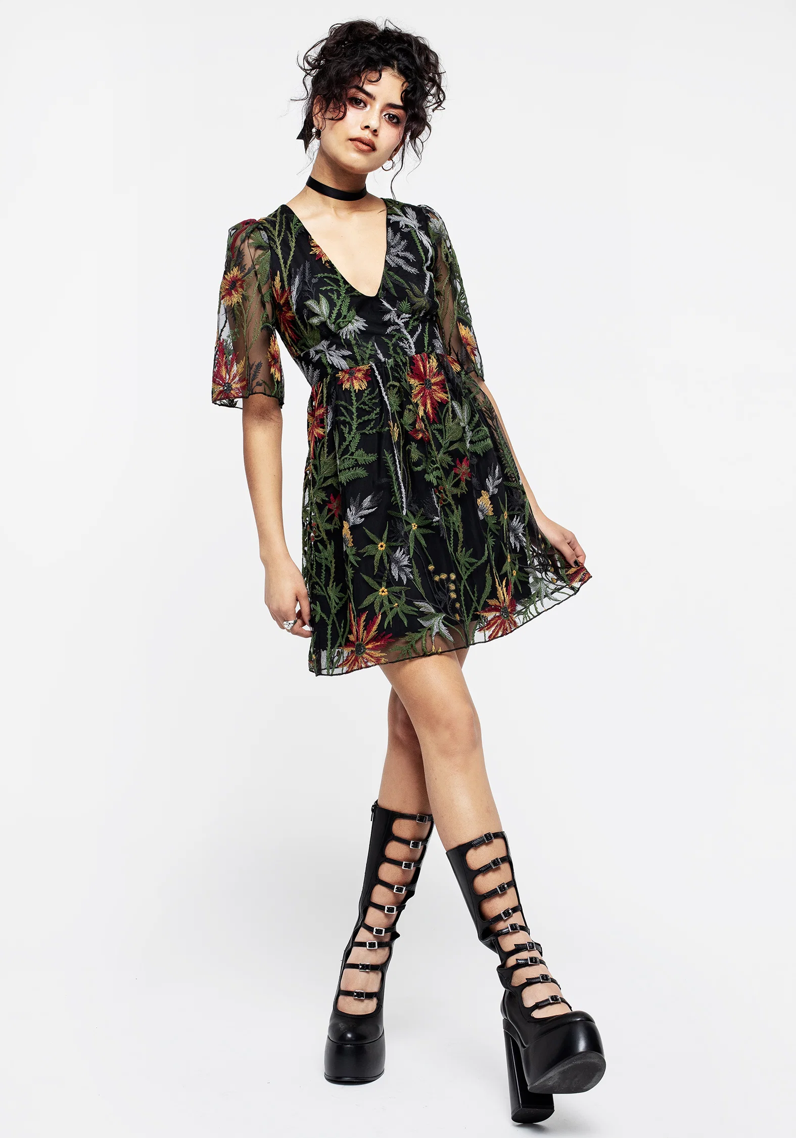 Wildflower Embroidered Mesh Mini Dress - Image 7