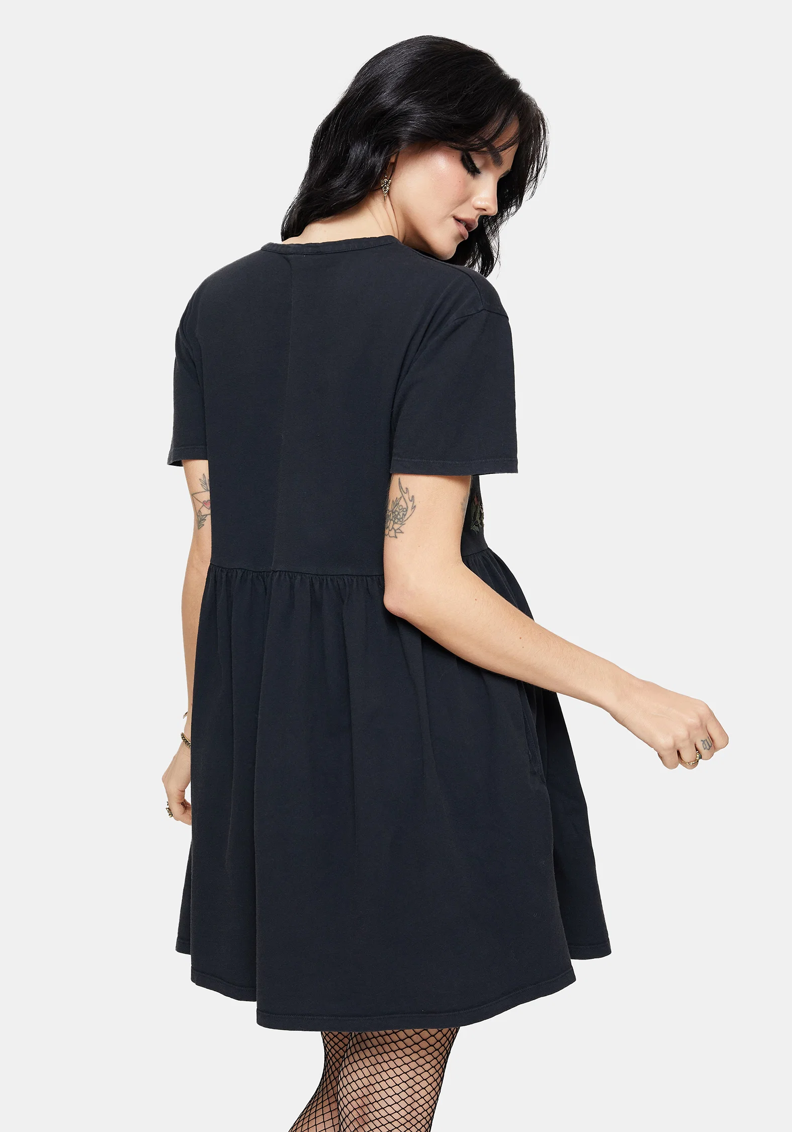 Winter Abundance Embroidered Cotton Mini Skater Dress - Image 3
