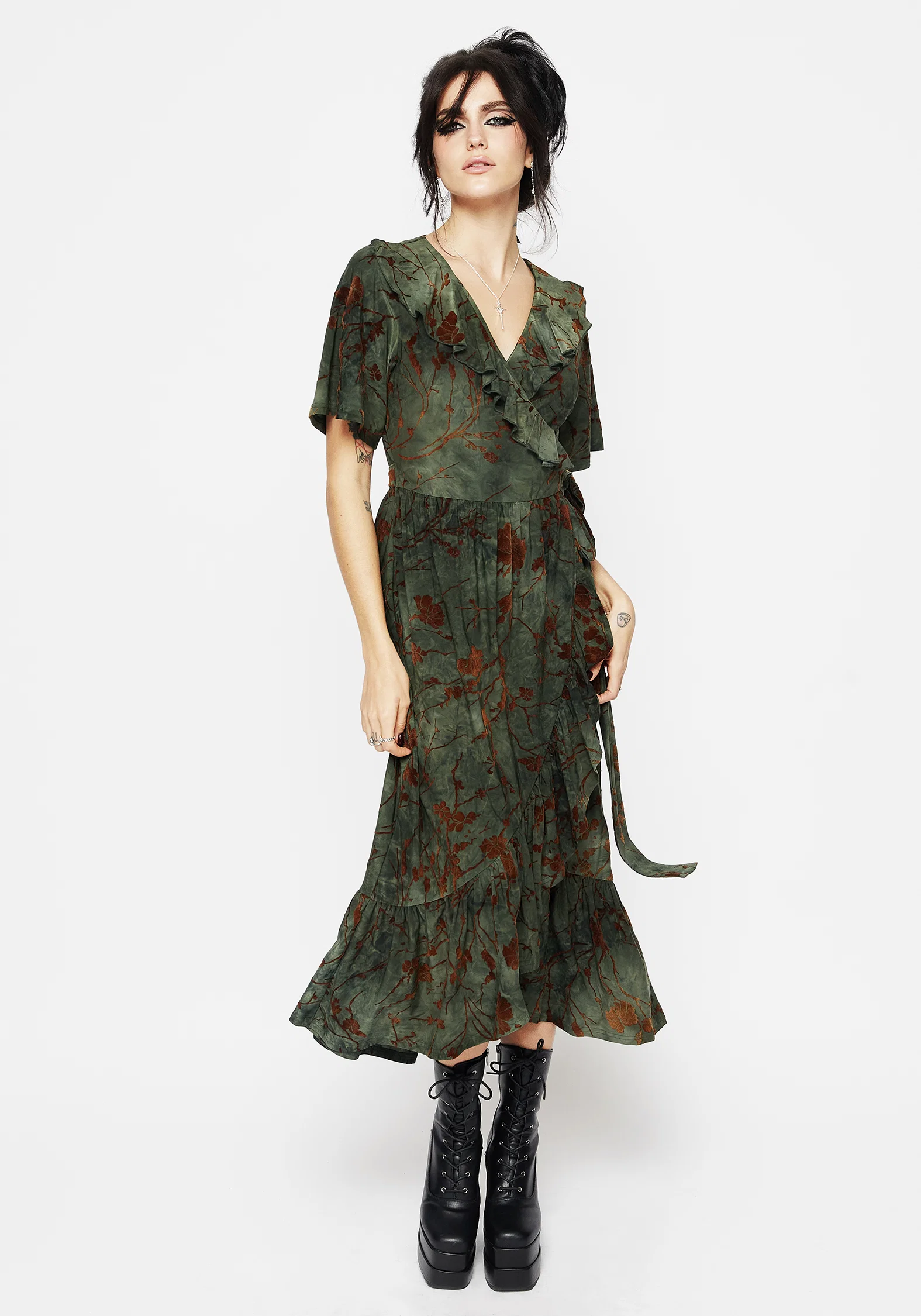 Witchfire Ruffle Midaxi Wrap Dress - Image 5