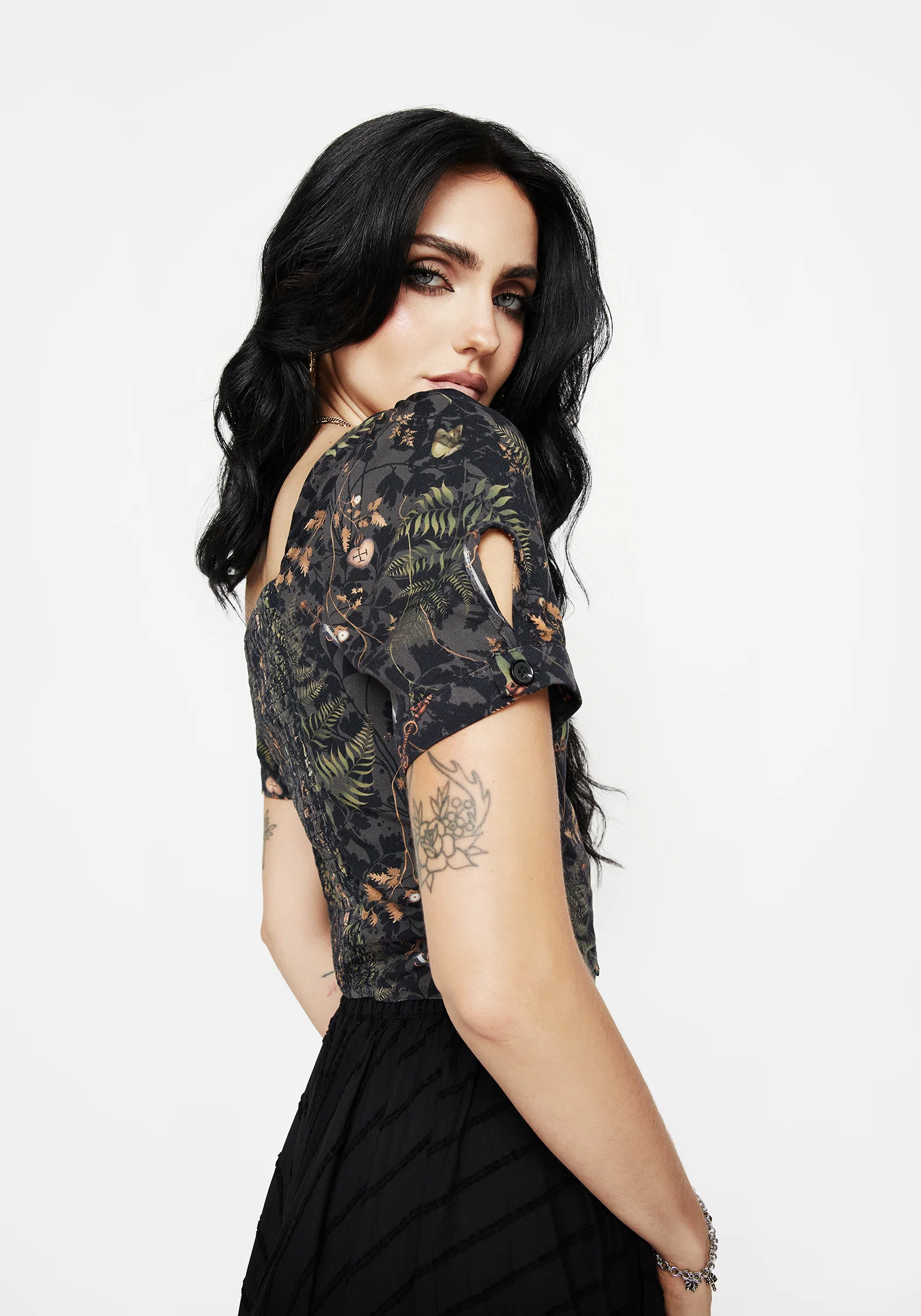 Wither Fern Print Button Up Top - Image 5