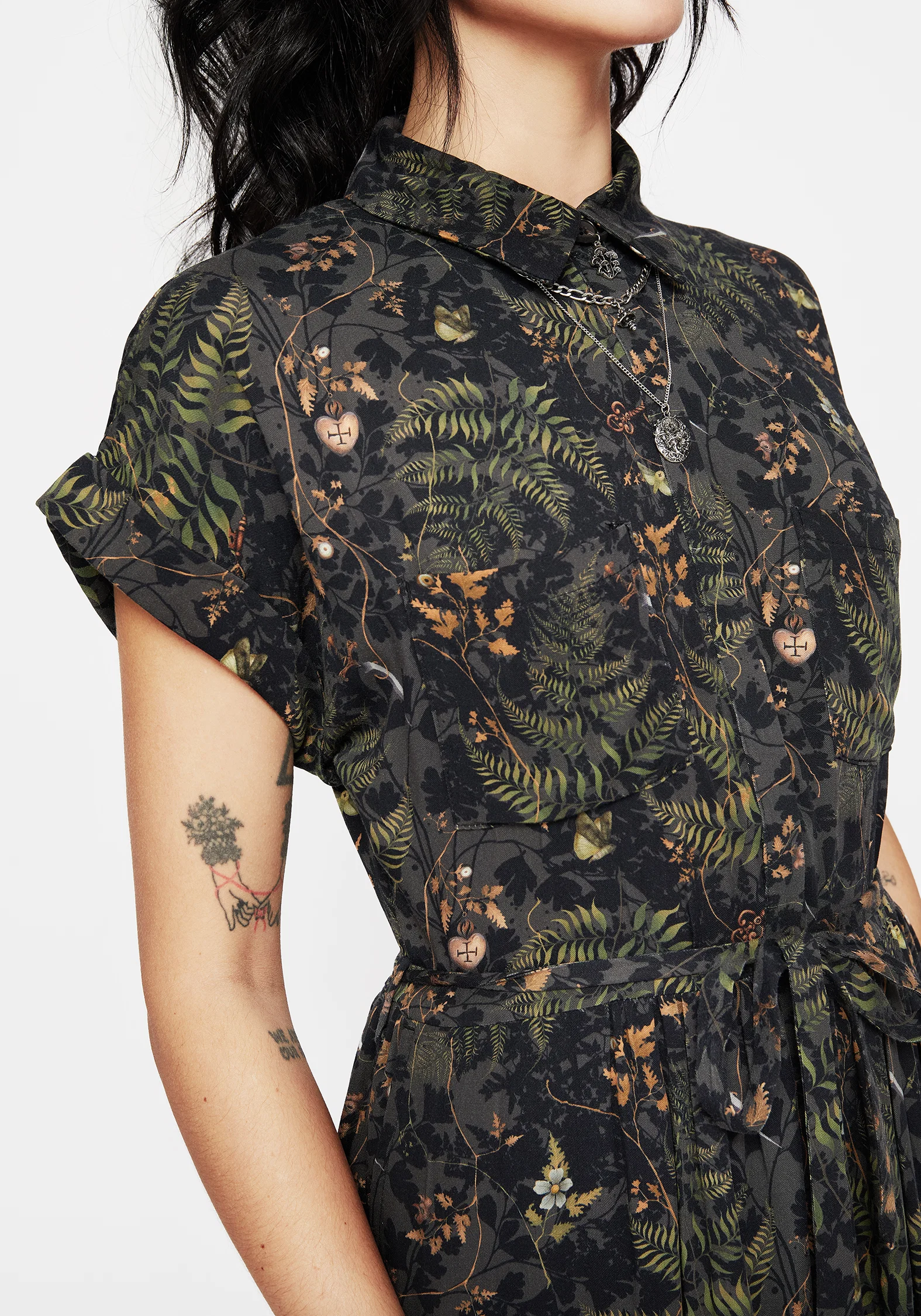 Wither Fern Print Midi Shirt Dress - Image 2