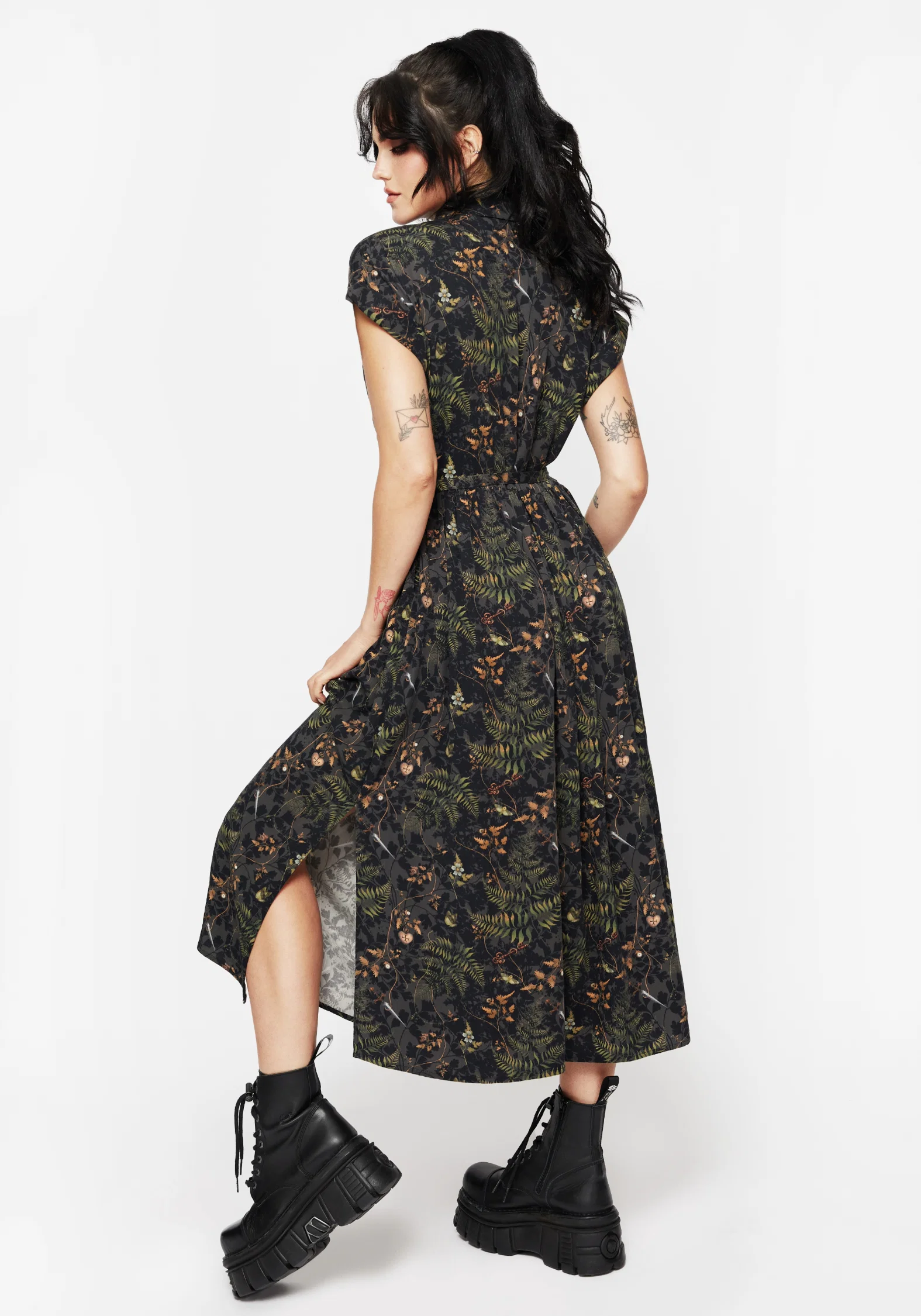 Wither Fern Print Midi Shirt Dress - Image 3