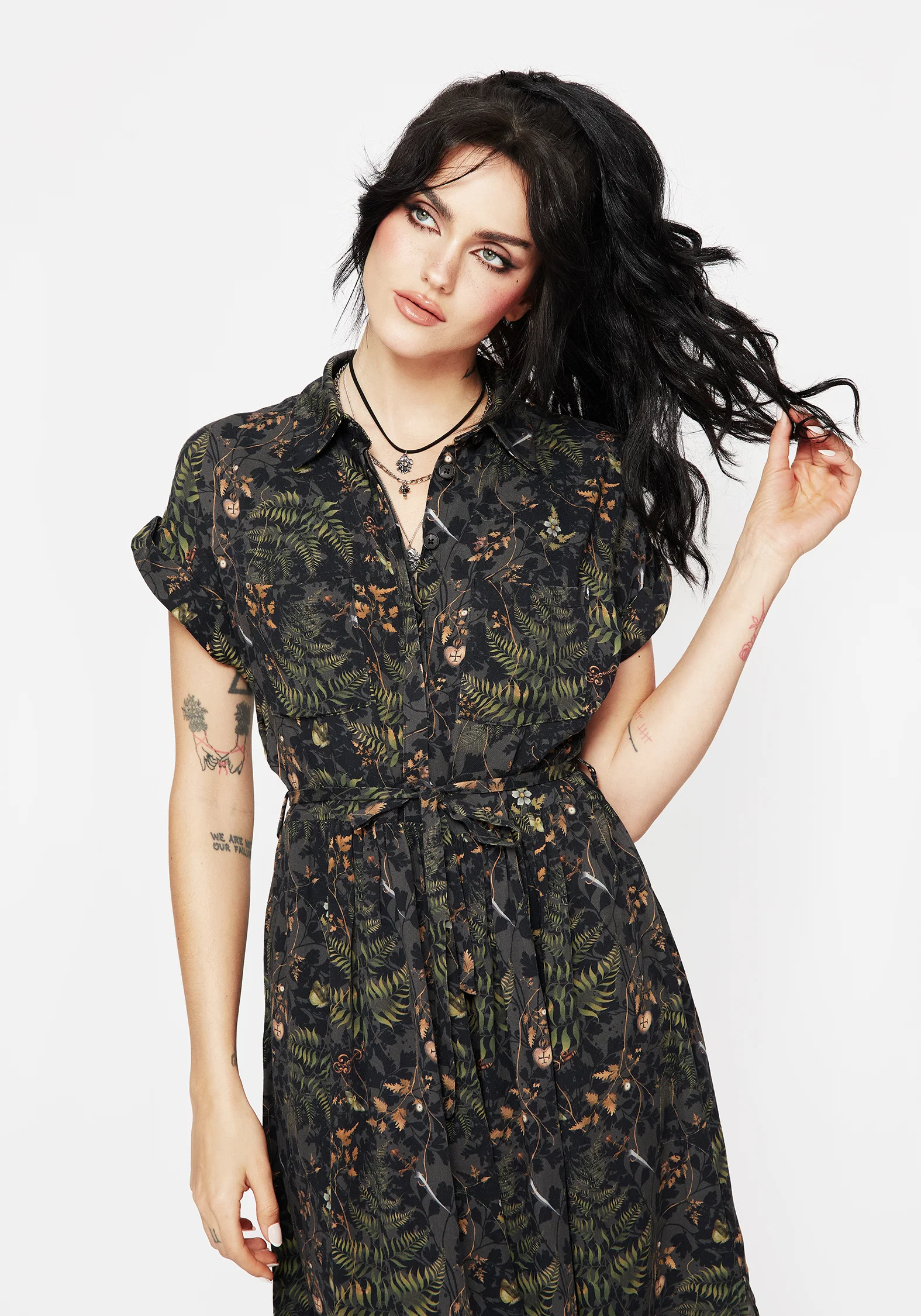 Wither Fern Print Midi Shirt Dress - Image 4